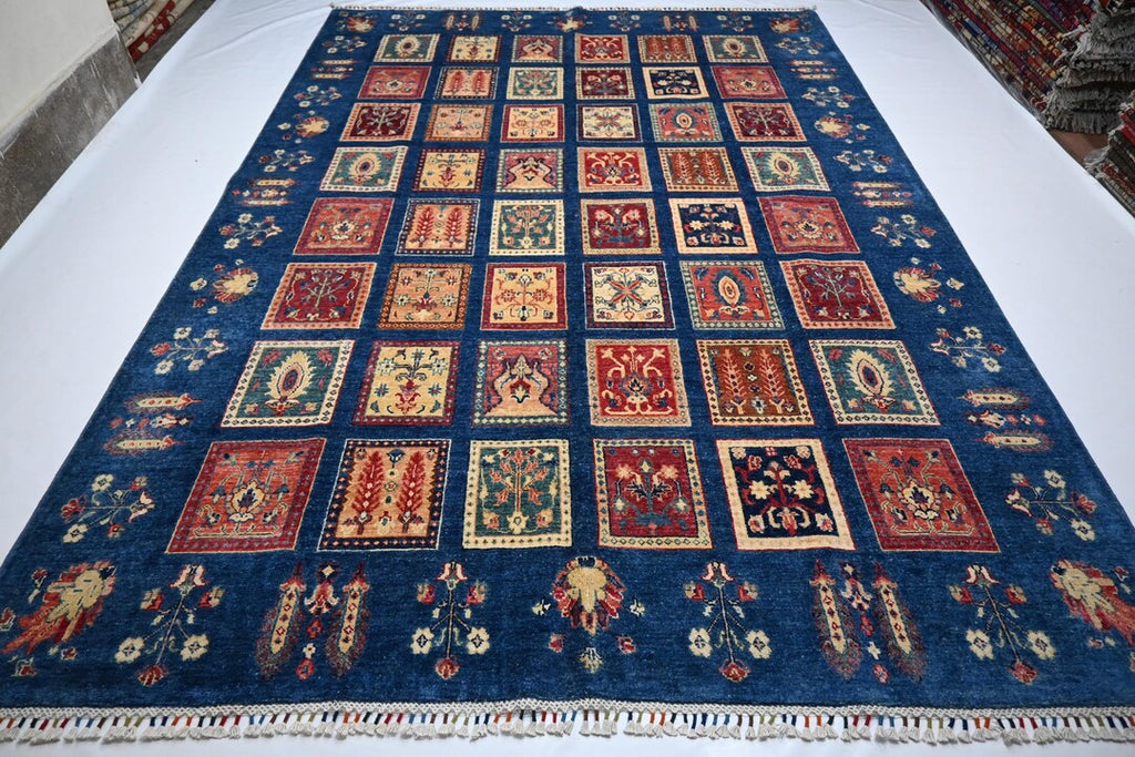 Stunning Afghan Blue 7x10 Turkish Ayena Handmade Wool Tribal Geometric Area Rug