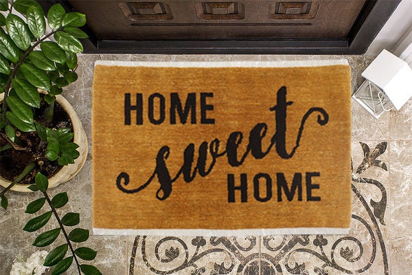 Luxurious Hand-Knotted Afghan Wool 'Home Sweet Home' Welcome Doormat Rug