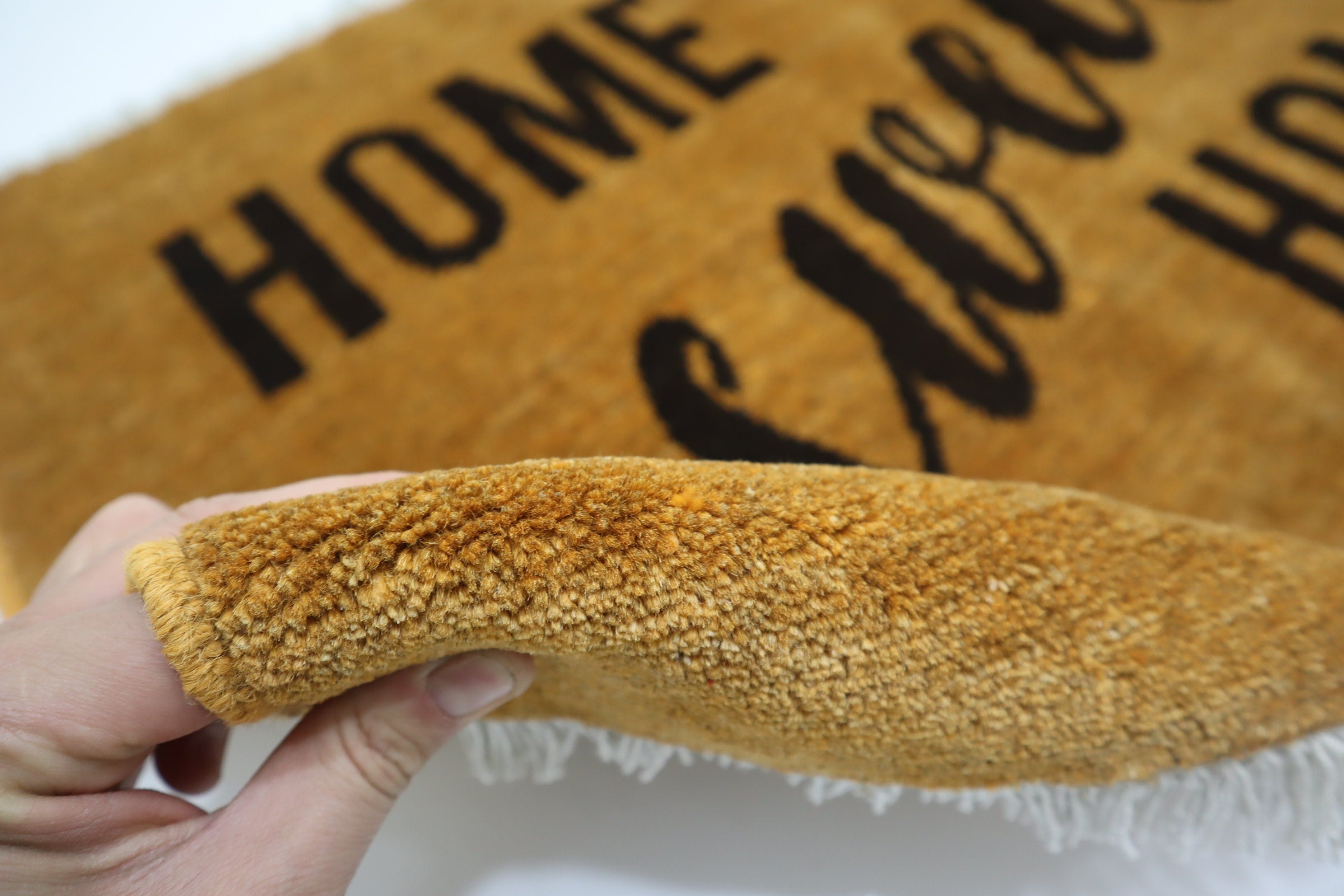 Luxurious Hand-Knotted Afghan Wool 'Home Sweet Home' Welcome Doormat Rug