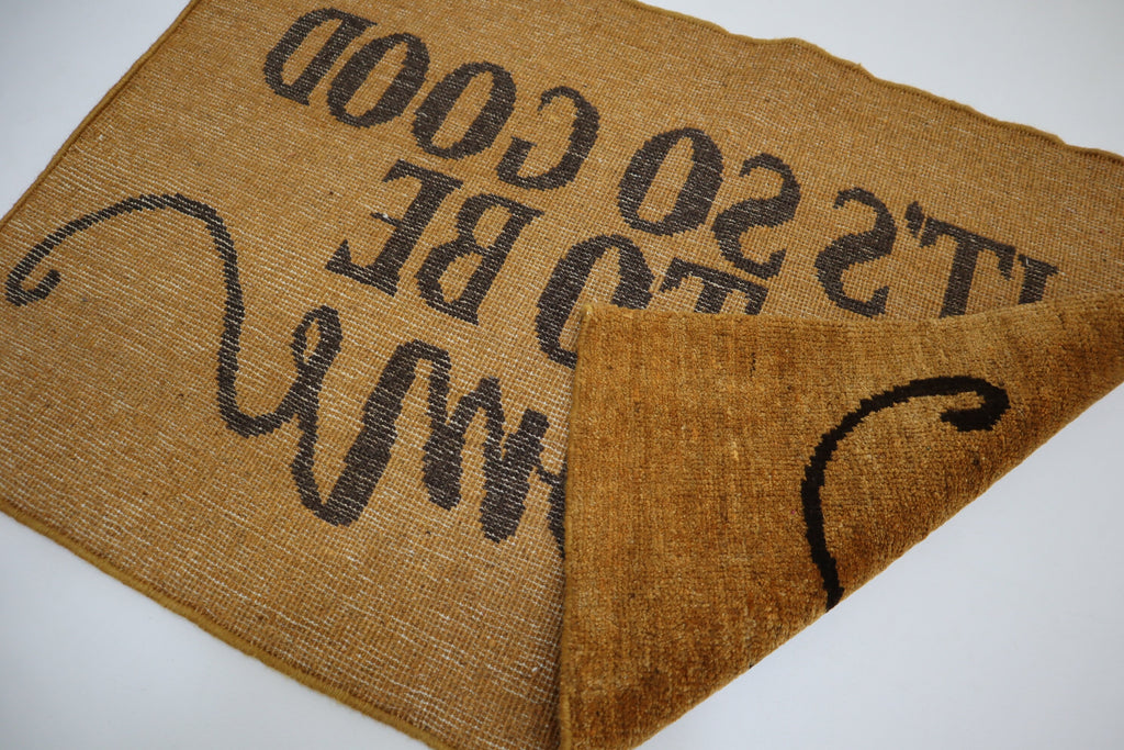 Handmade Afghan Wool Doormat Rug, 2x3 Feet, Natural Dyes, Artisan Crafted