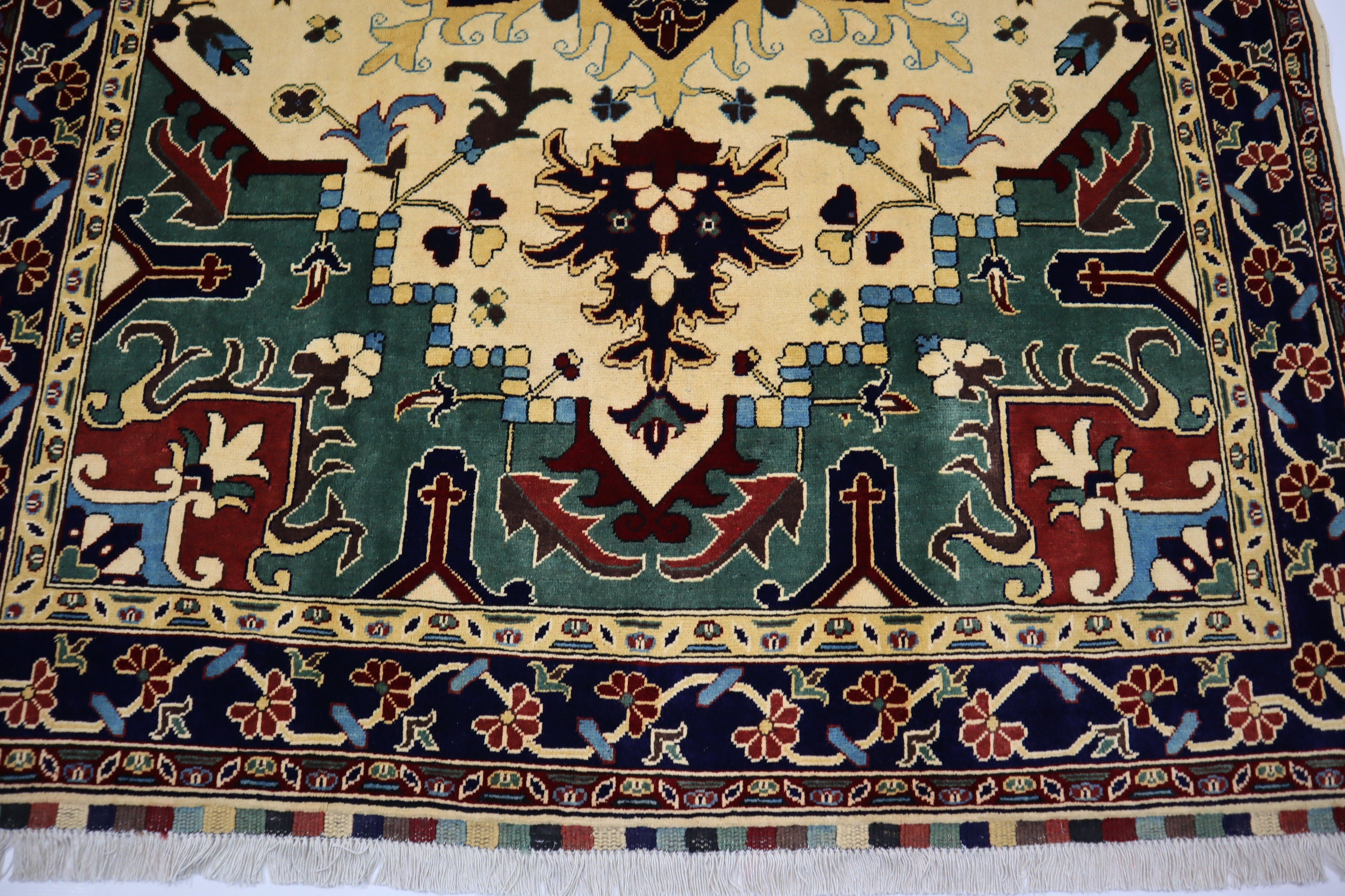 Heriz Wool Area Rug 5'6"x8'1", Handmade Geometric Turkish Afghan Design