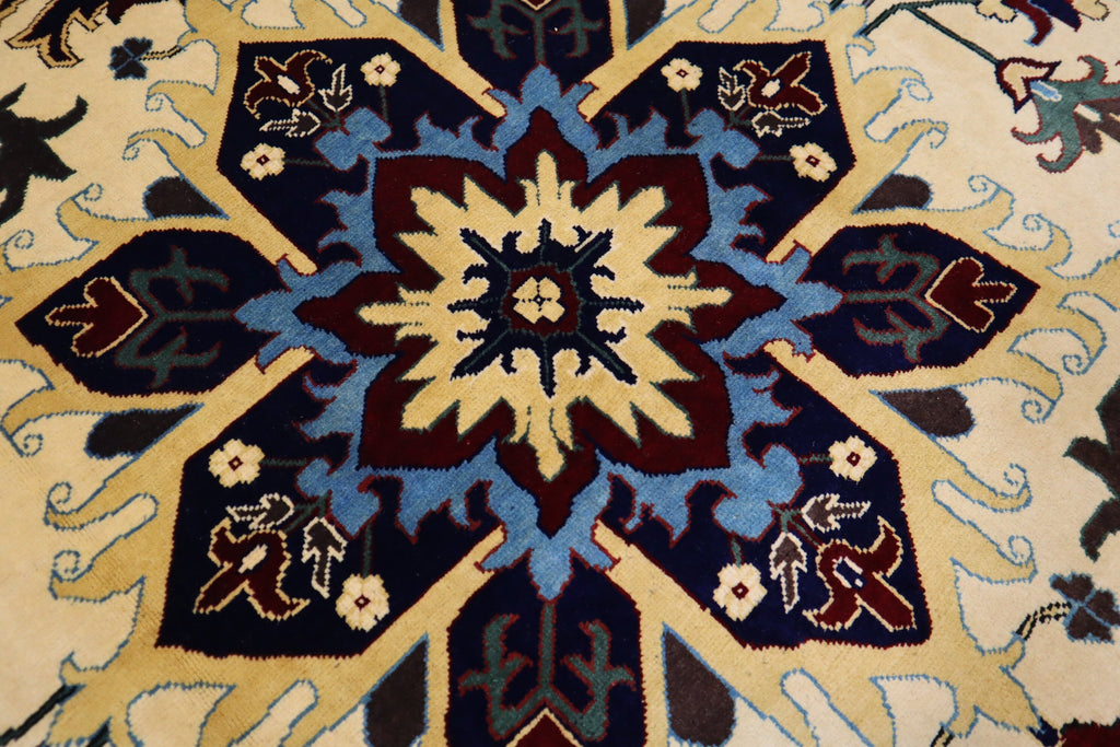 Heriz Wool Area Rug 5'6"x8'1", Handmade Geometric Turkish Afghan Design
