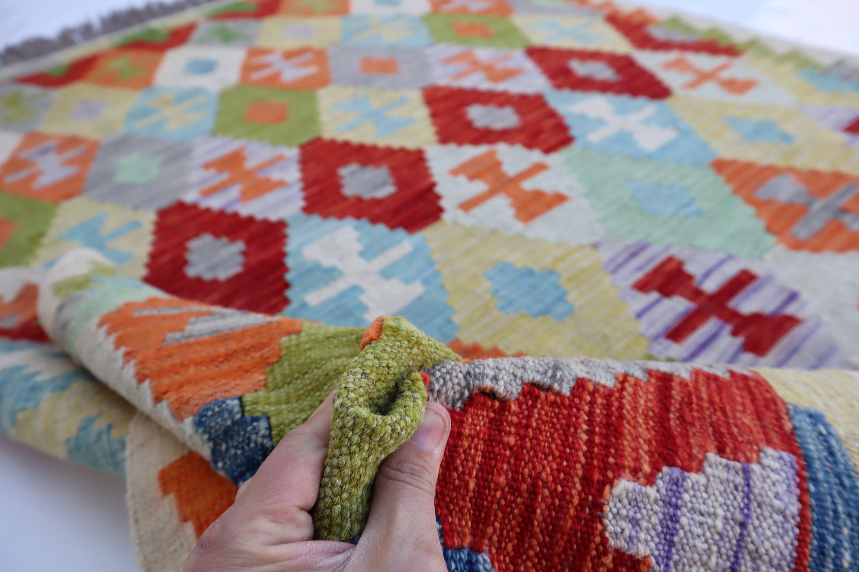 Vibrant Multi-Color 5x7 Afghan Kilim Area Rug - Handmade Wool & Cotton