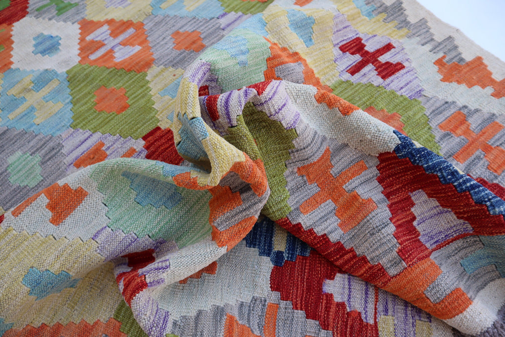 Vibrant Multi-Color 5x7 Afghan Kilim Area Rug - Handmade Wool & Cotton
