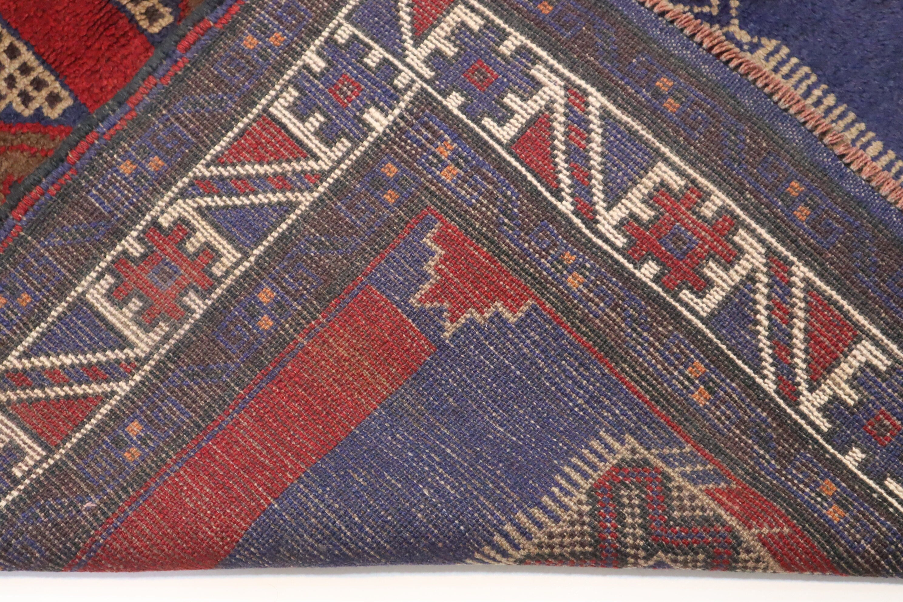 Authentic Large Antique 4'4x6'6 ft Afghan Handmade Wool Prayer Rug