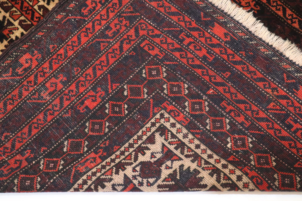 Vintage Handmade Afghan Wool Prayer Rug - Soft Pile Turkmen Tribal Area Carpet