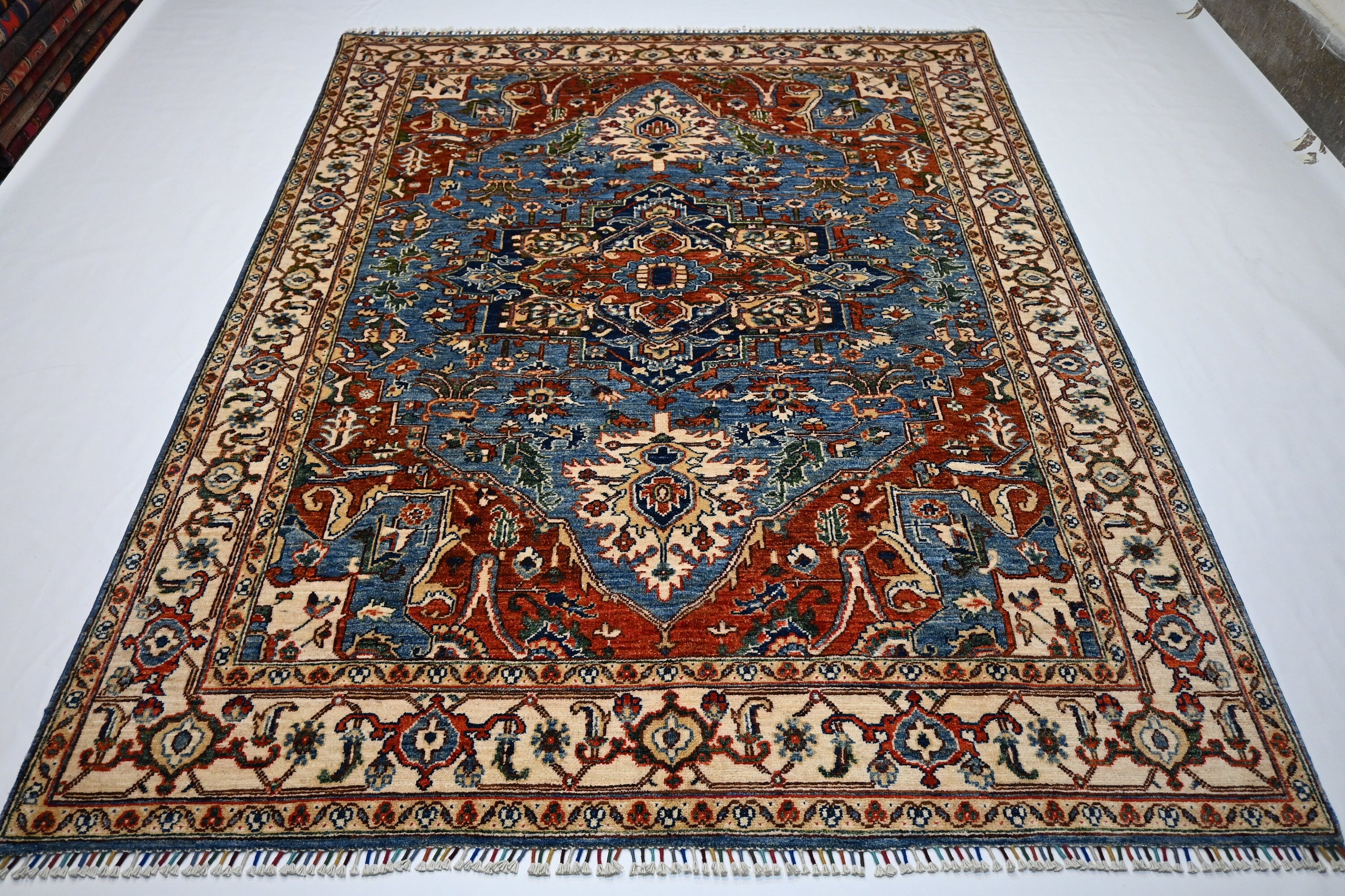 Exquisite 6x8 Afghan Super Fine Turkish Heriz Wool Hand-Knotted Oriental Area Rug