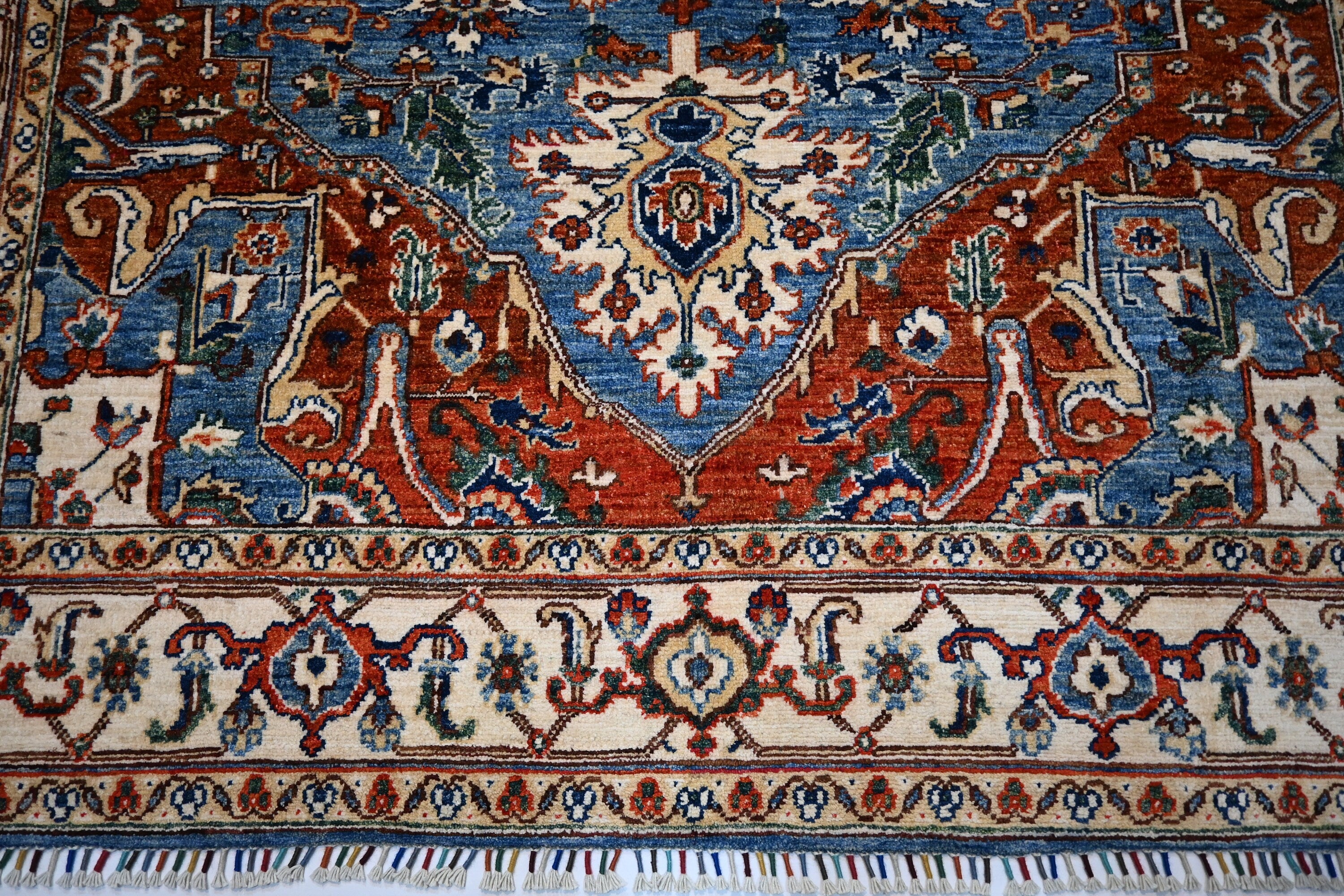 Exquisite 6x8 Afghan Super Fine Turkish Heriz Wool Hand-Knotted Oriental Area Rug