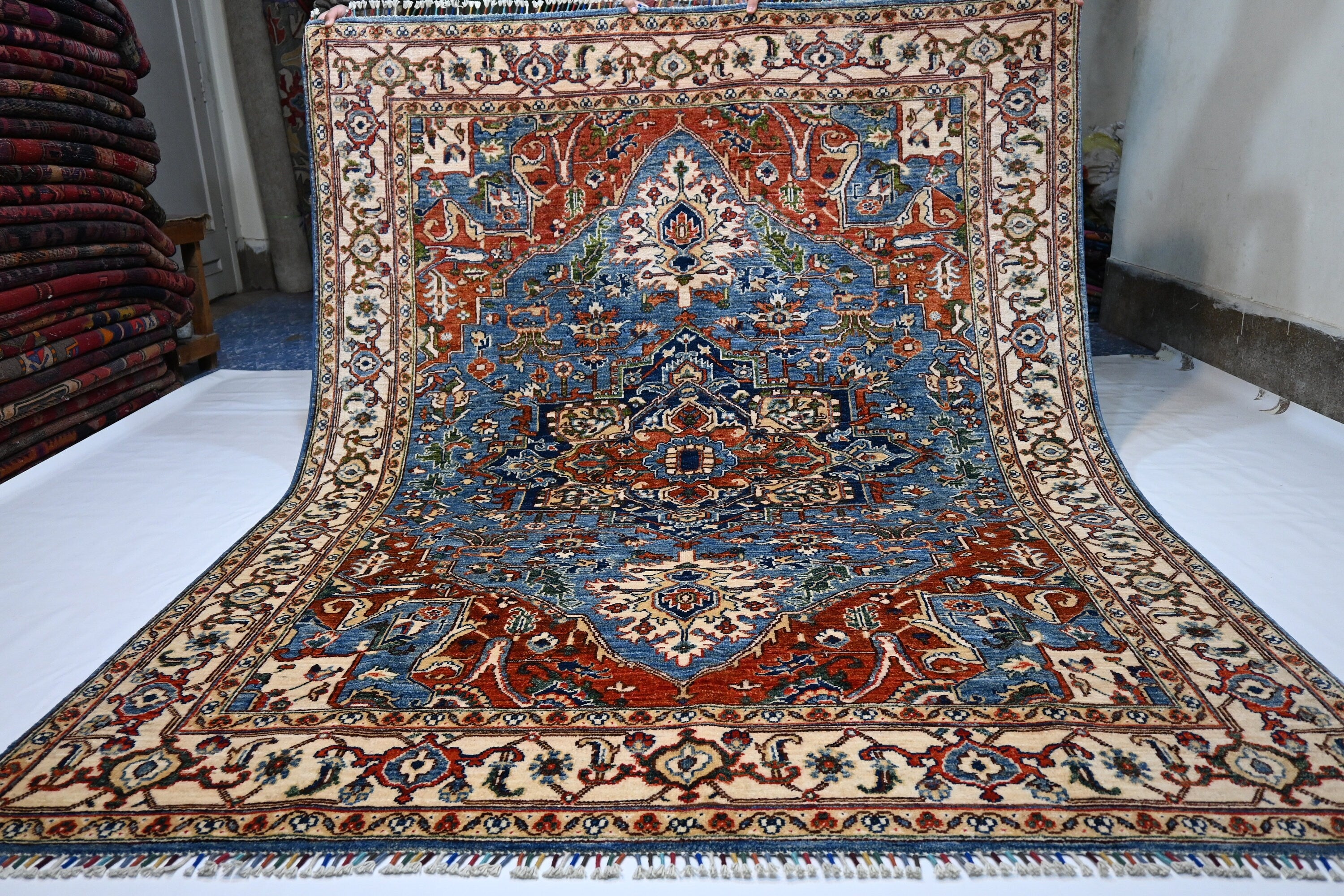 Exquisite 6x8 Afghan Super Fine Turkish Heriz Wool Hand-Knotted Oriental Area Rug