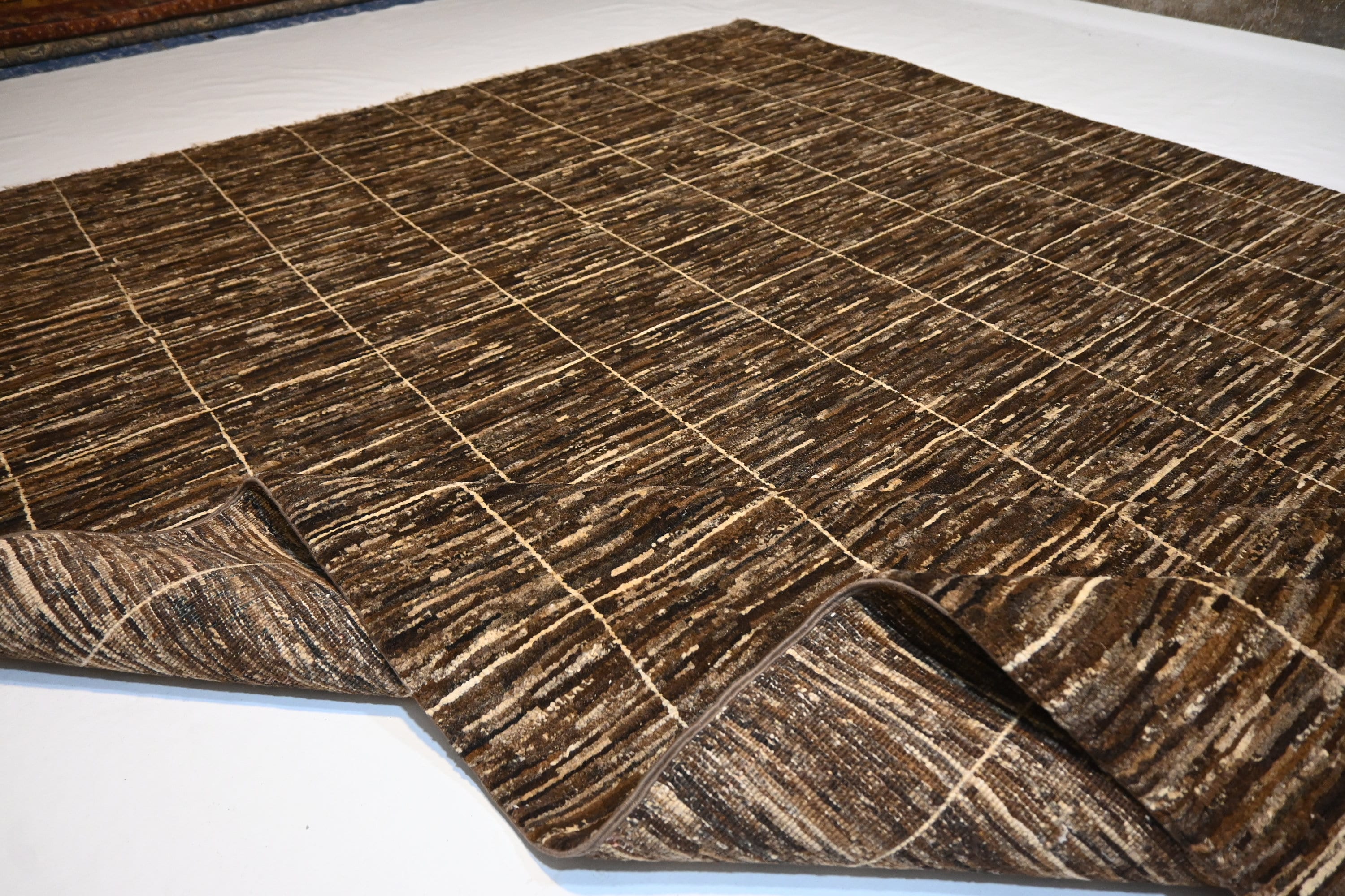 Hand-Knotted 7x10 Natural Afghan Gabbeh Sheep Wool Area Rug for Living Room