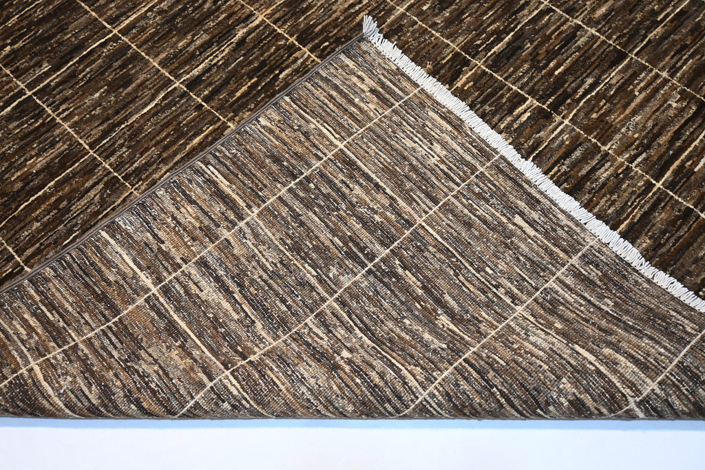 Hand-Knotted 7x10 Natural Afghan Gabbeh Sheep Wool Area Rug for Living Room