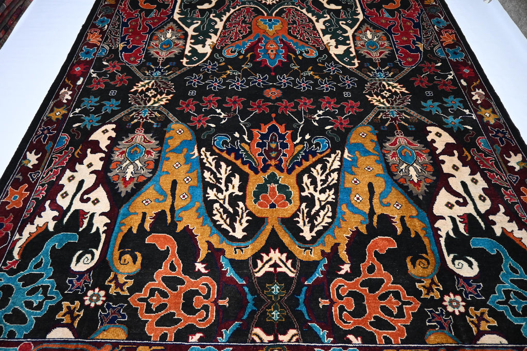 8x10 Black Serapi Rug, Fine Afghan Wool, Handmade Oriental Living Room Decor