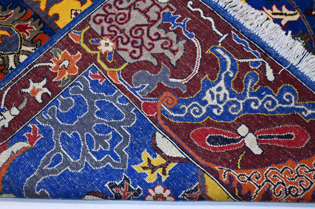 Exquisite Rich Blue Afghan Handmade Wool Bijdar Area Rug 8x10 Feet