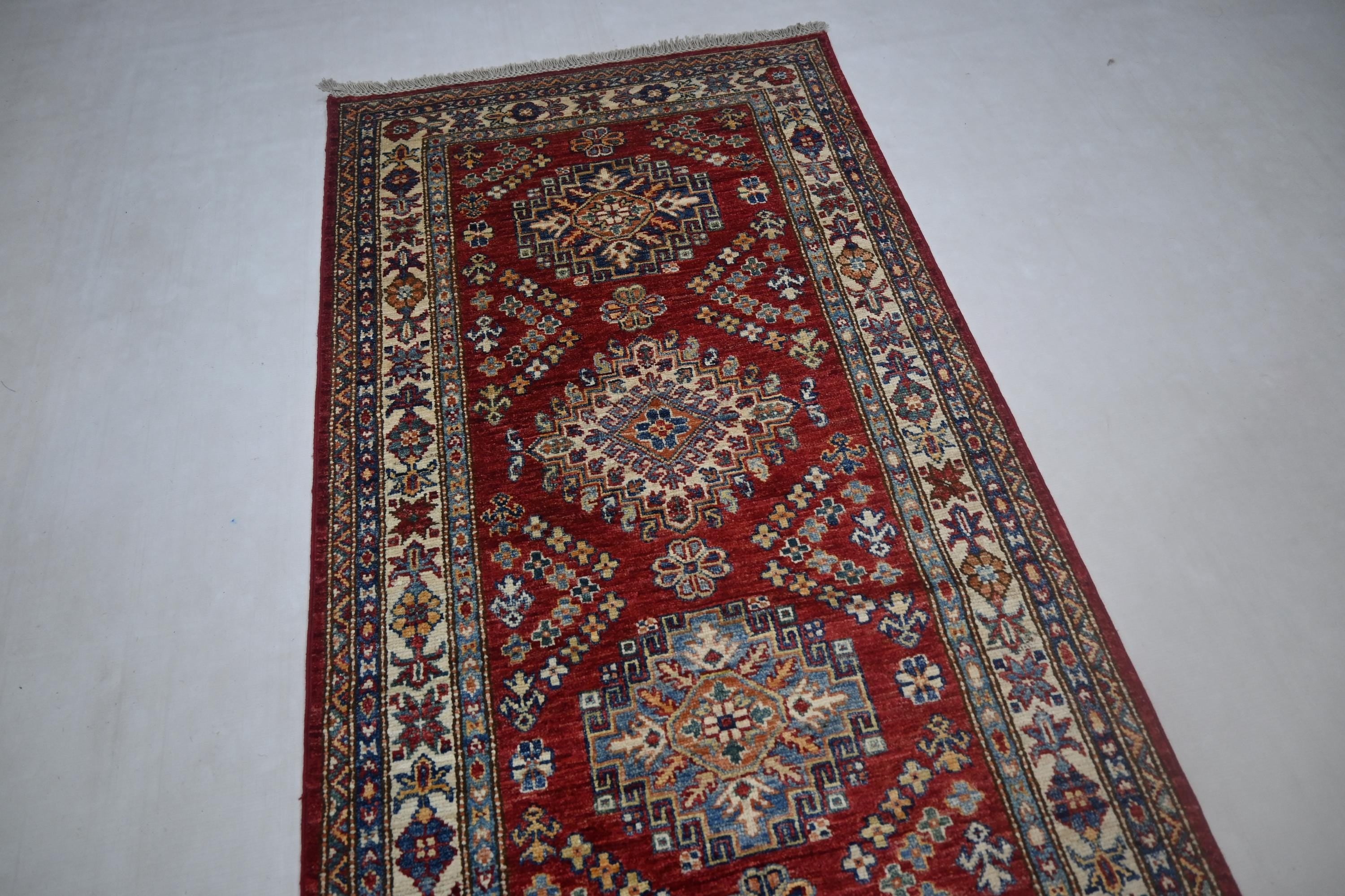 Authentic Afghan Handmade Wool Runner Rug - Tribal Turkmen Kazak Design