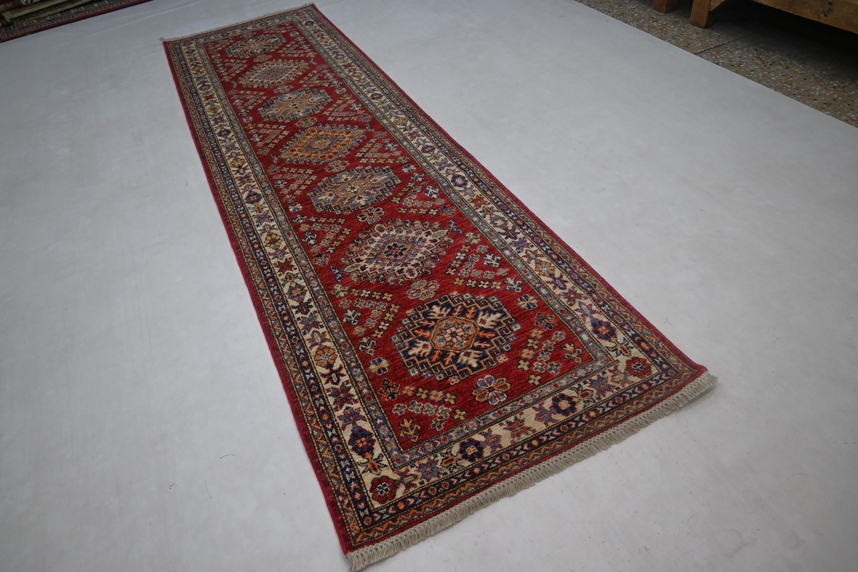 Authentic Afghan Handmade Wool Runner Rug - Tribal Turkmen Kazak Design