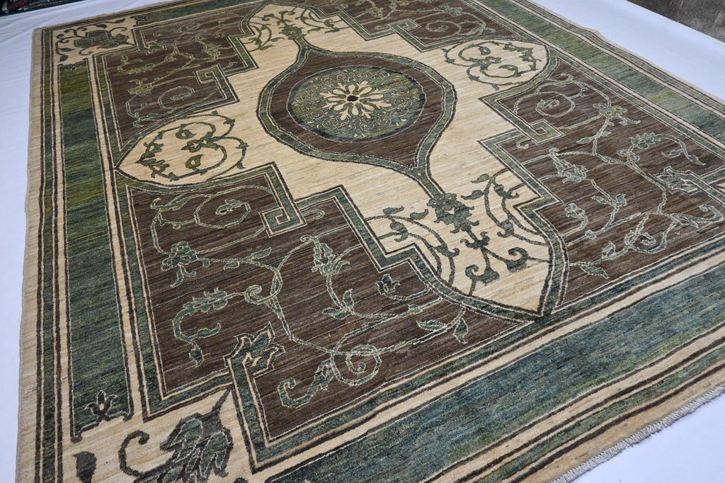 Exquisite 8x10 Hand-Knotted Afghan Khotan Wool Rug - Natural Dyes