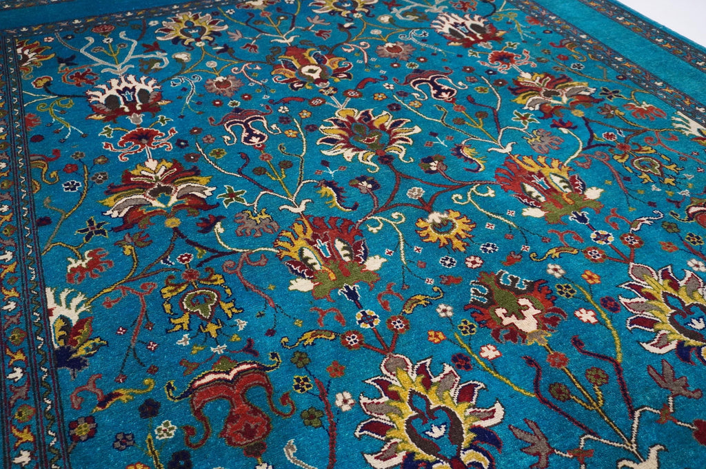 Luxurious 8x10 Turquoise Turkmen Bijdar Sultani Handmade Wool Afghan Oriental Area Rug