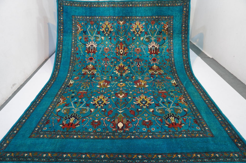 Luxurious 8x10 Turquoise Turkmen Bijdar Sultani Handmade Wool Afghan Oriental Area Rug