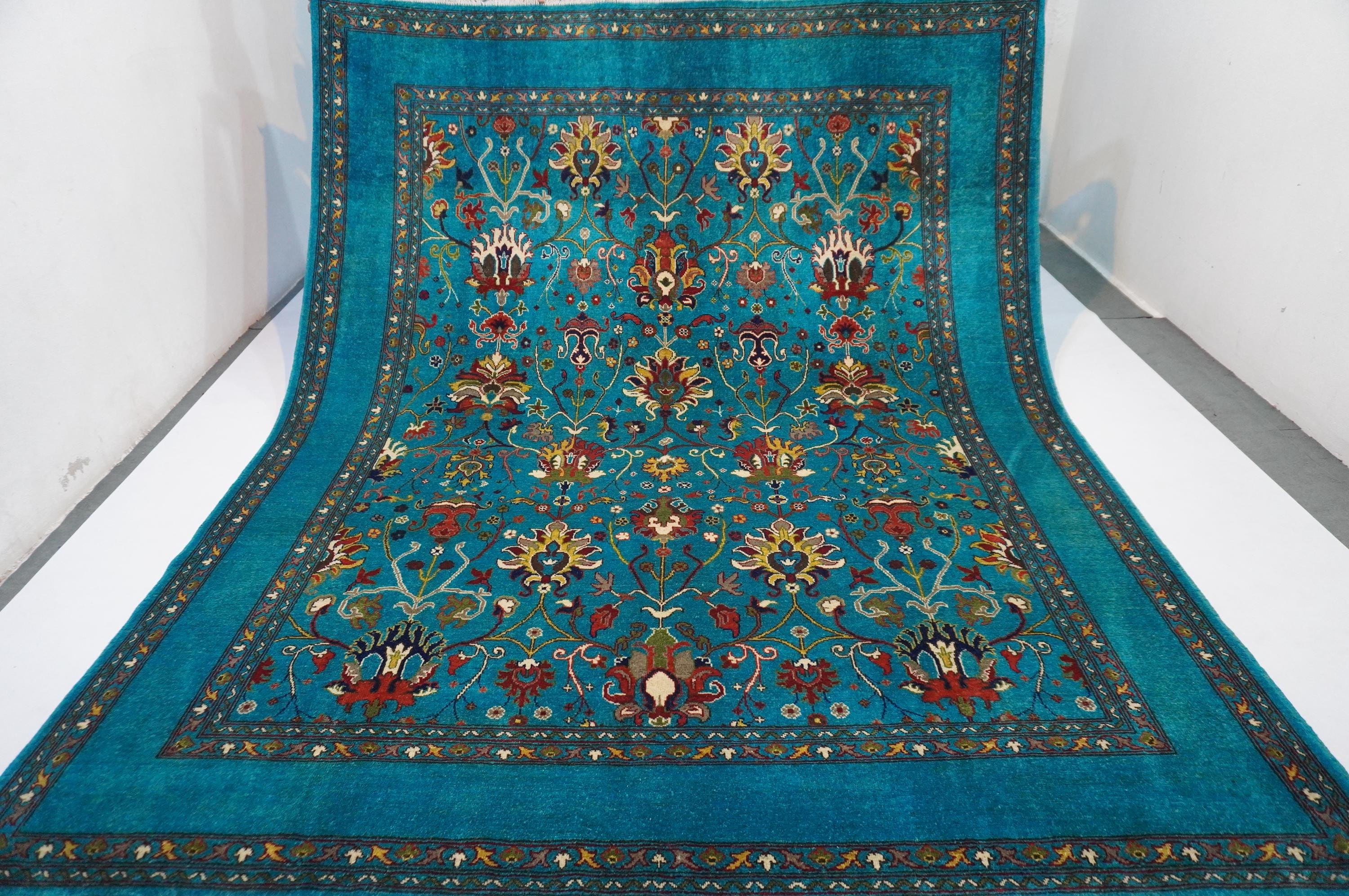 Luxurious 8x10 Turquoise Turkmen Bijdar Sultani Handmade Wool Afghan Oriental Area Rug