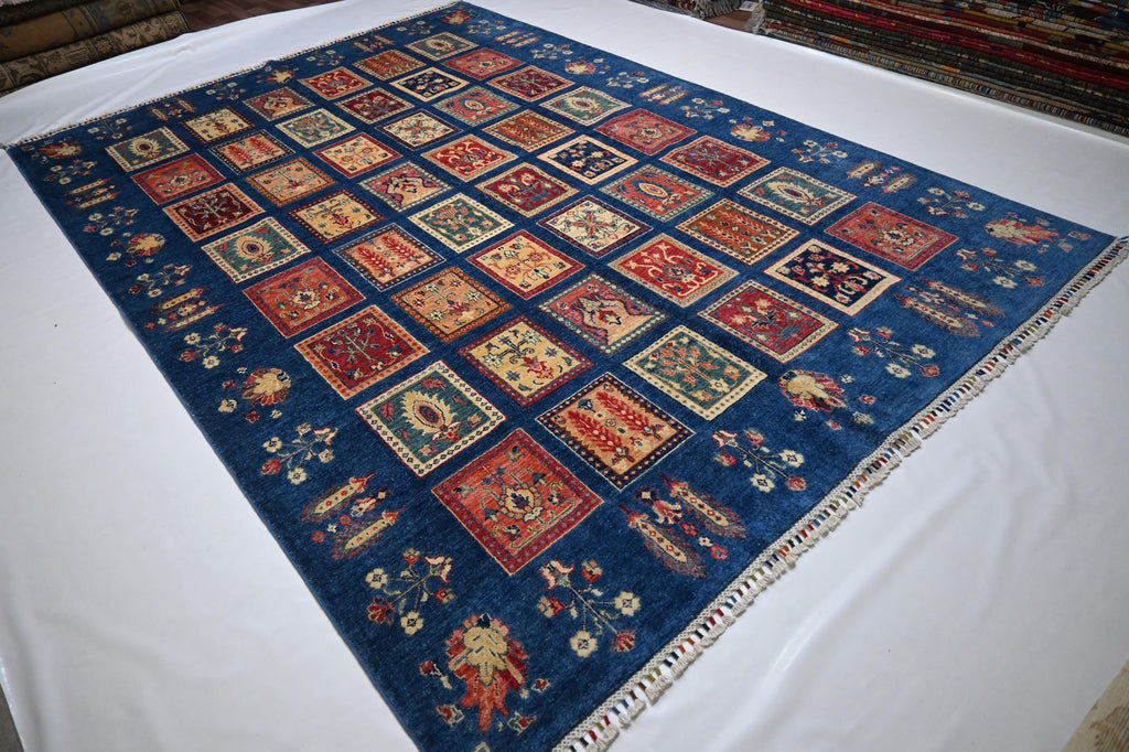 Stunning Afghan Blue 7x10 Turkish Ayena Handmade Wool Tribal Geometric Area Rug