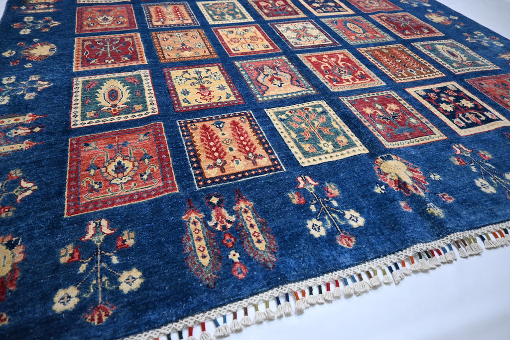 Stunning Afghan Blue 7x10 Turkish Ayena Handmade Wool Tribal Geometric Area Rug