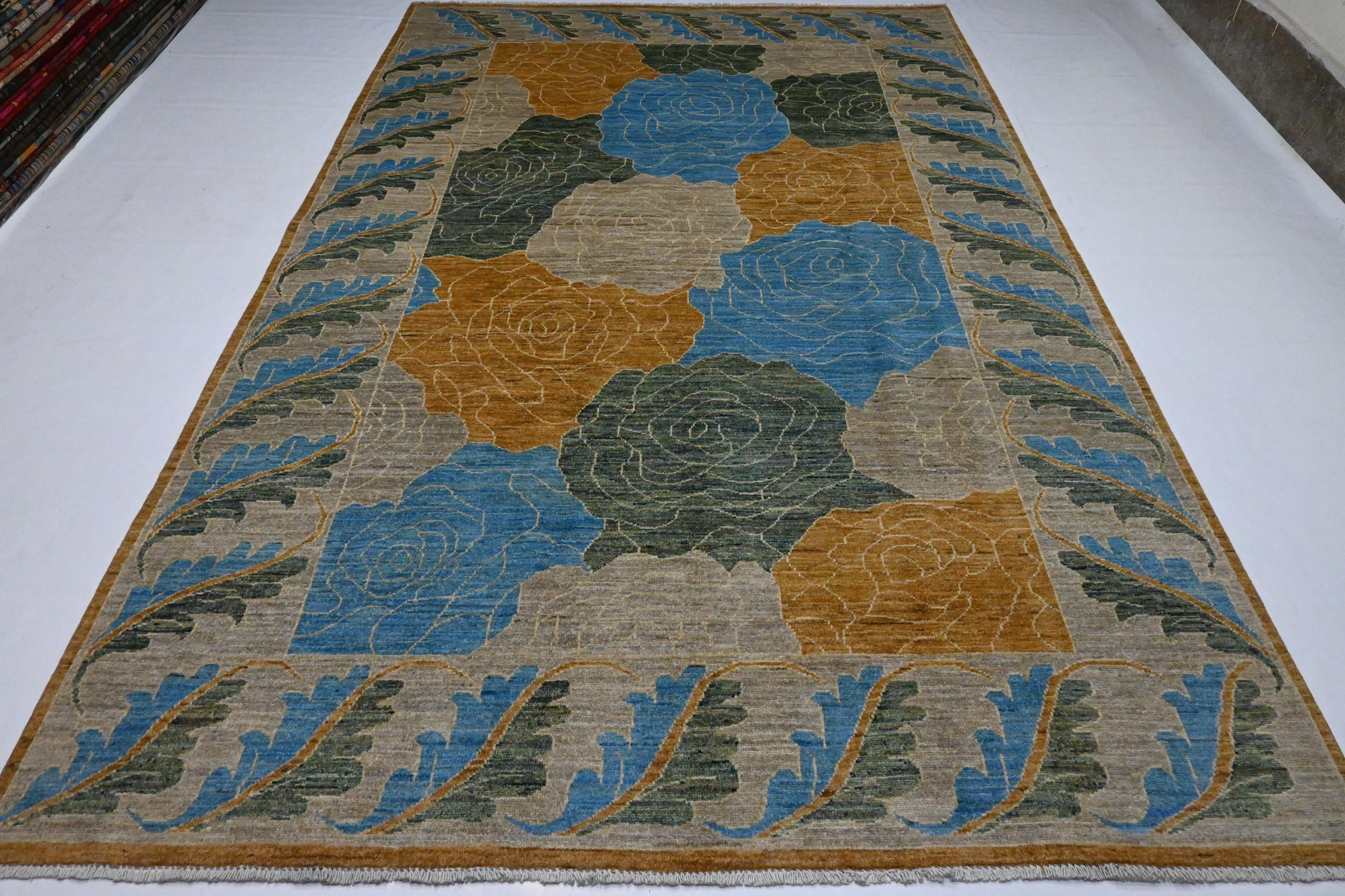 Authentic Hand-Knotted Afghan Gabbeh Wool Rug, Natural Dyes, 6x9 Feet, Modern