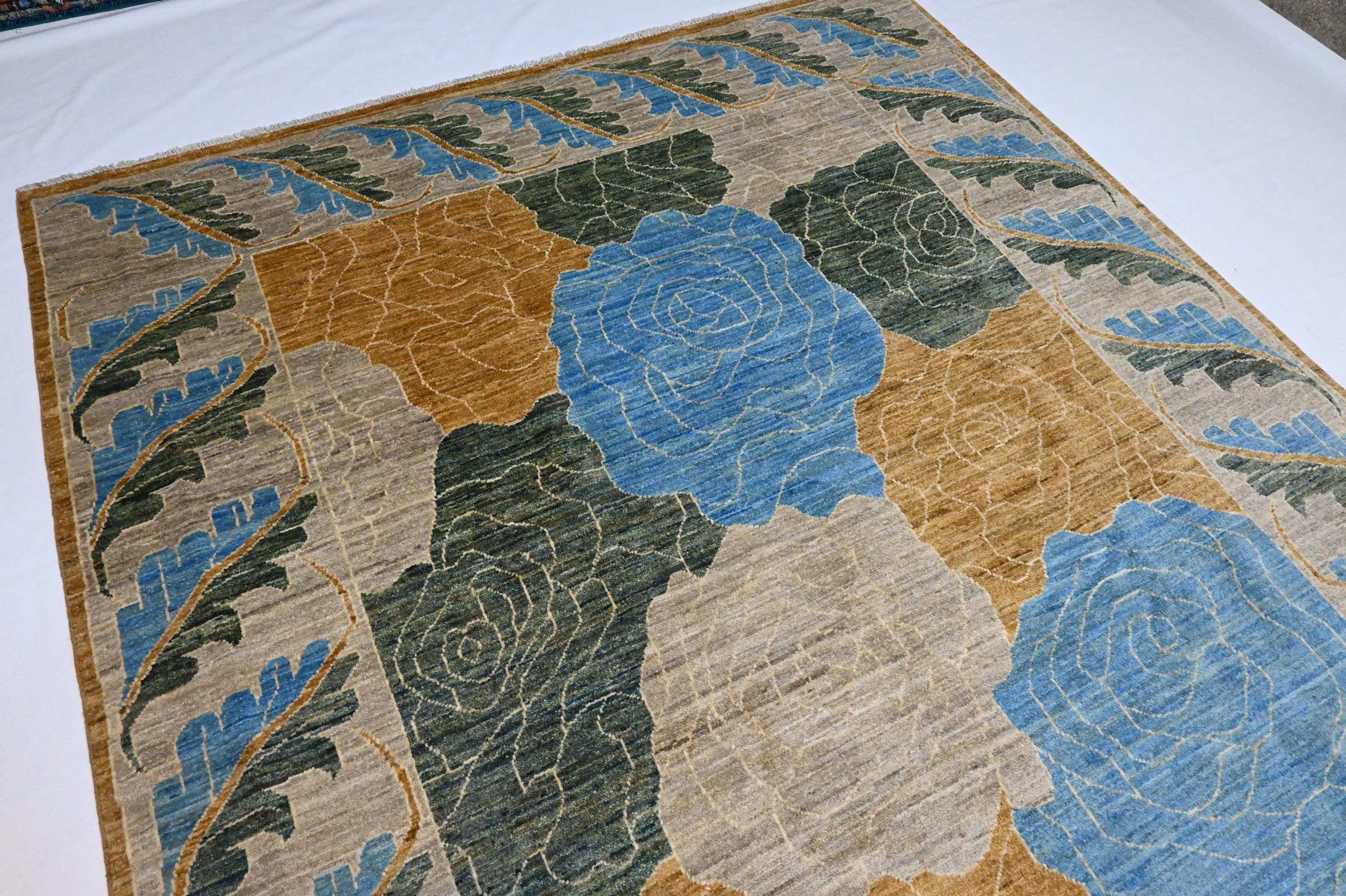 Authentic Hand-Knotted Afghan Gabbeh Wool Rug, Natural Dyes, 6x9 Feet, Modern