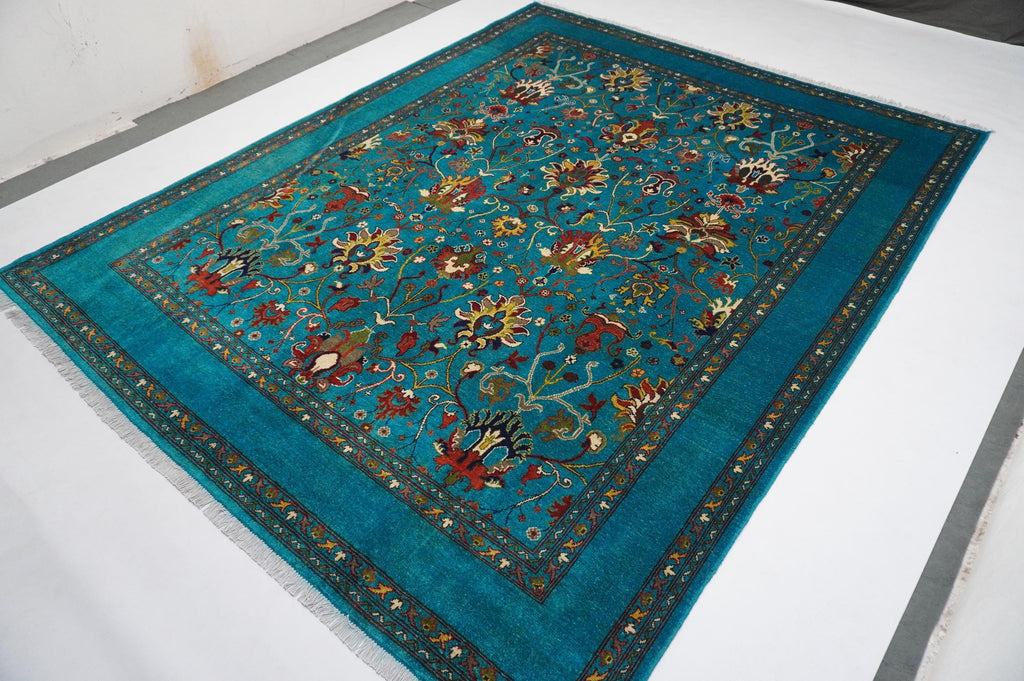 Luxurious 8x10 Turquoise Turkmen Bijdar Sultani Handmade Wool Afghan Oriental Area Rug