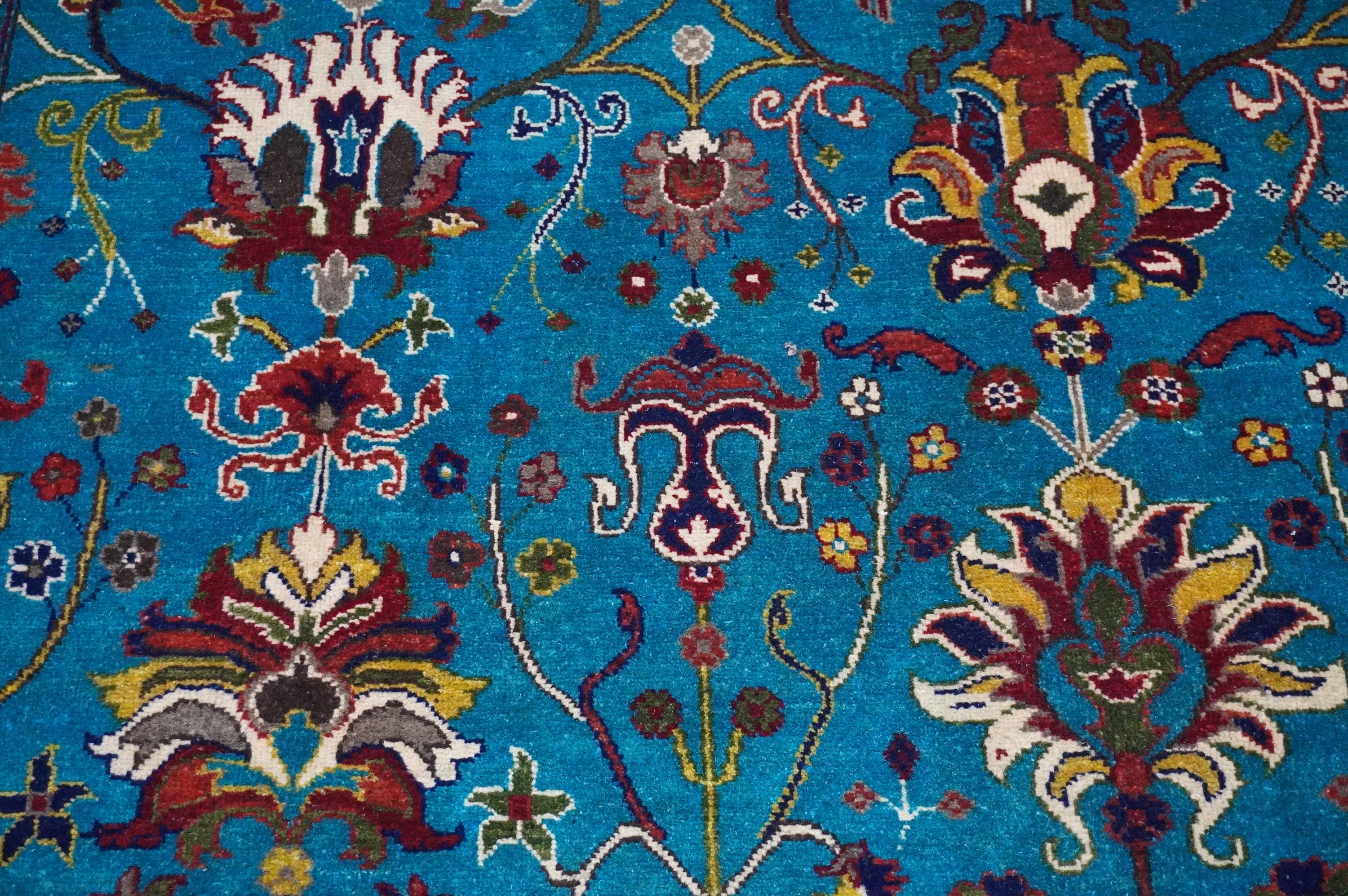Luxurious 8x10 Turquoise Turkmen Bijdar Sultani Handmade Wool Afghan Oriental Area Rug