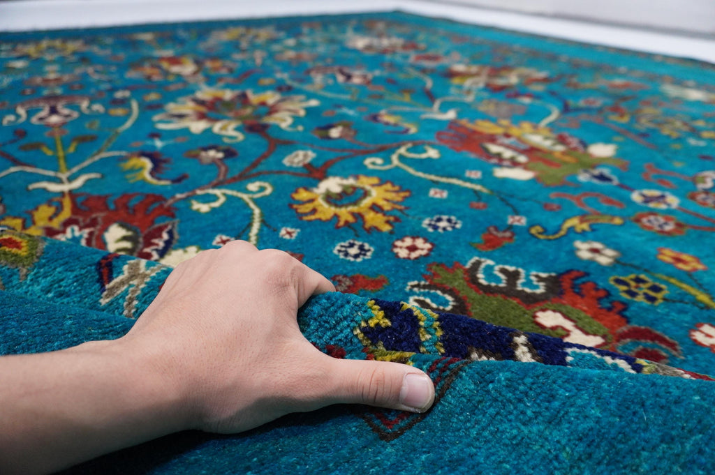 Luxurious 8x10 Turquoise Turkmen Bijdar Sultani Handmade Wool Afghan Oriental Area Rug