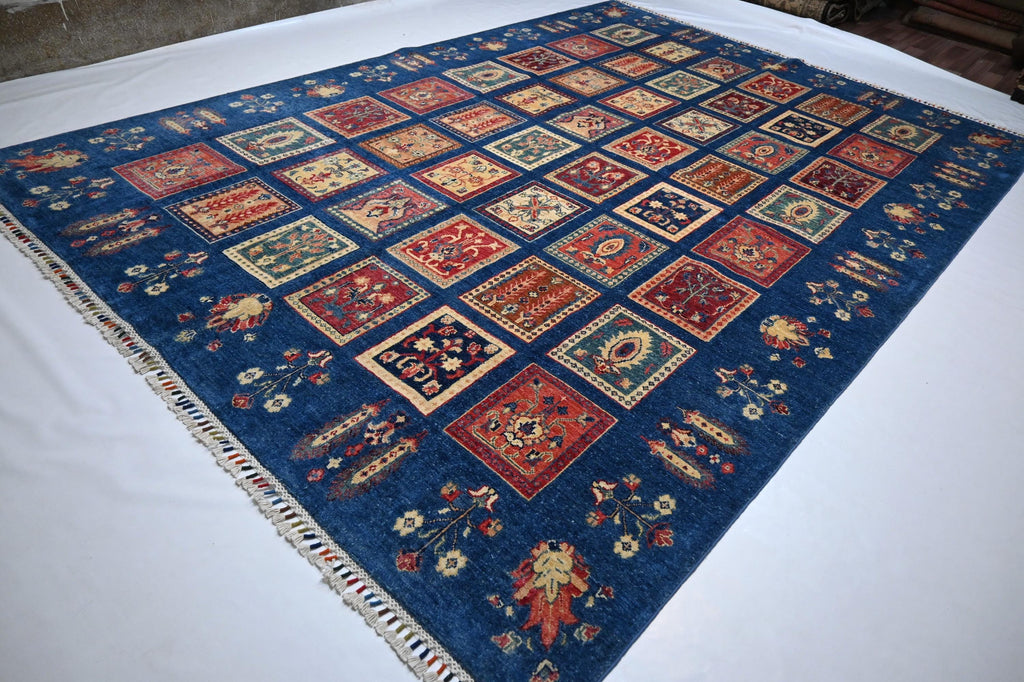 Stunning Afghan Blue 7x10 Turkish Ayena Handmade Wool Tribal Geometric Area Rug