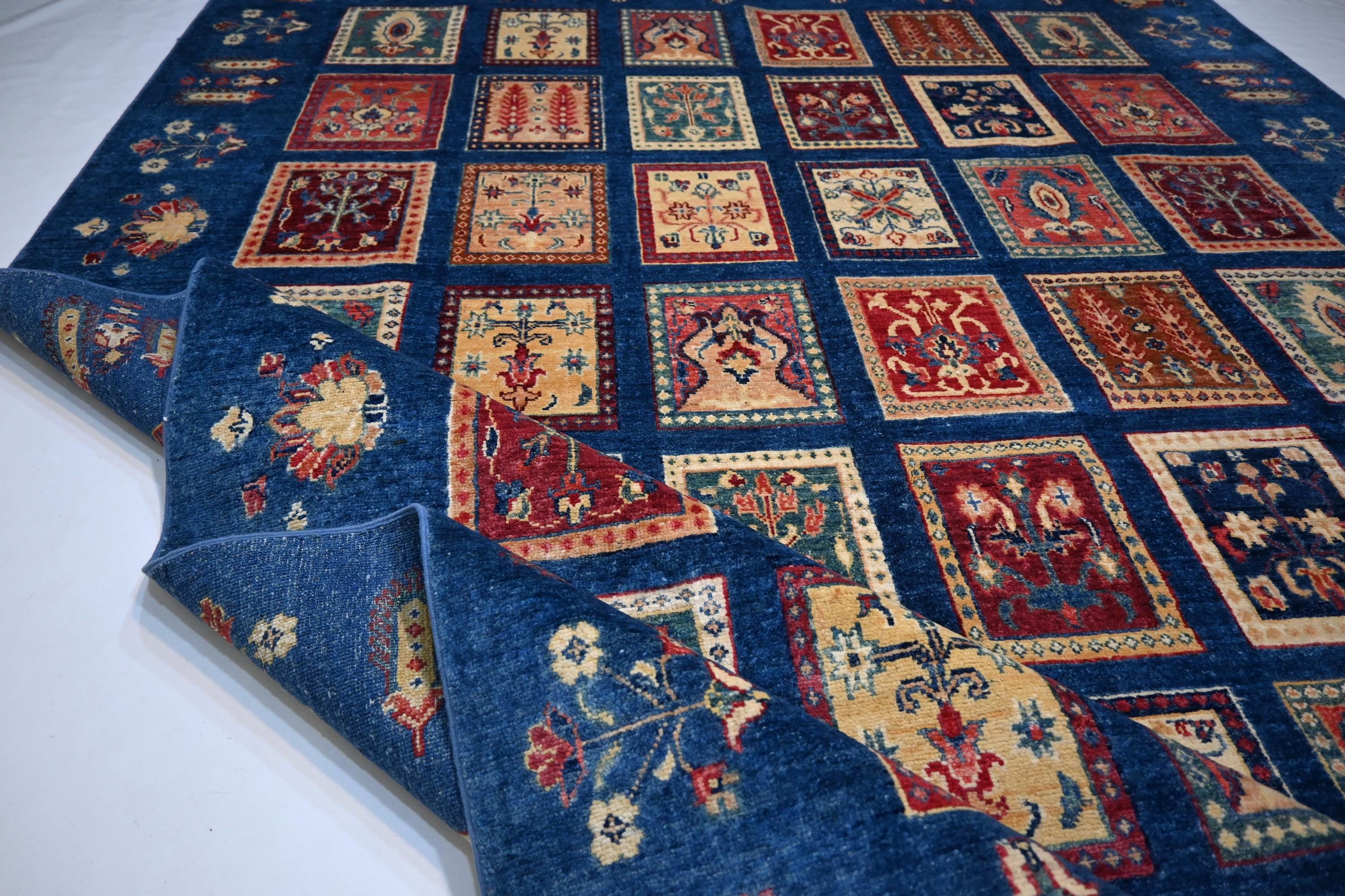 Stunning Afghan Blue 7x10 Turkish Ayena Handmade Wool Tribal Geometric Area Rug
