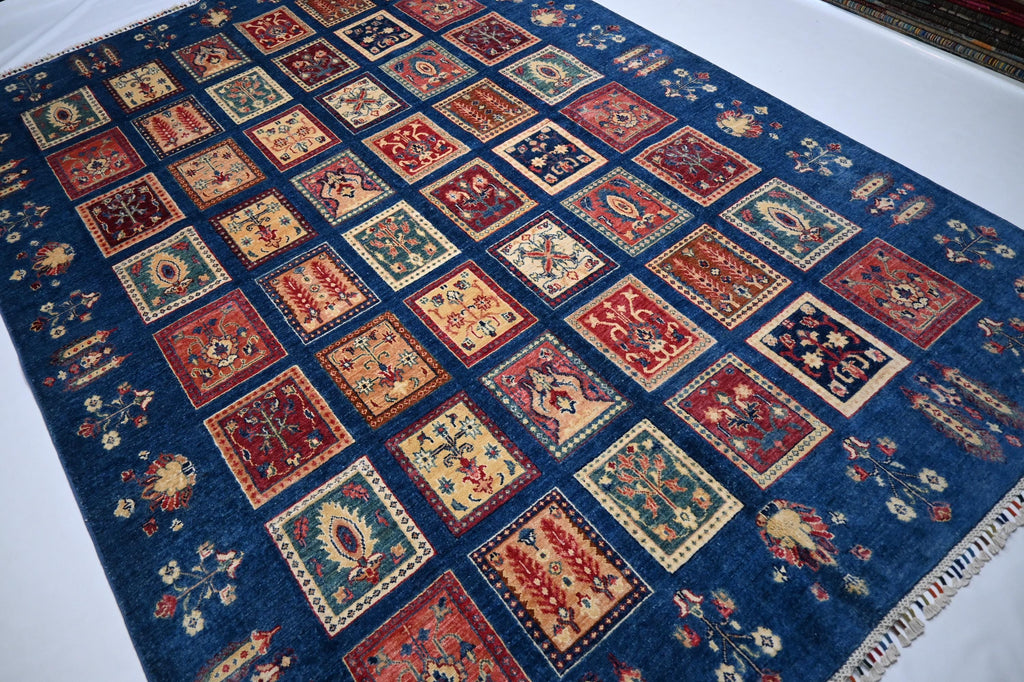 Stunning Afghan Blue 7x10 Turkish Ayena Handmade Wool Tribal Geometric Area Rug