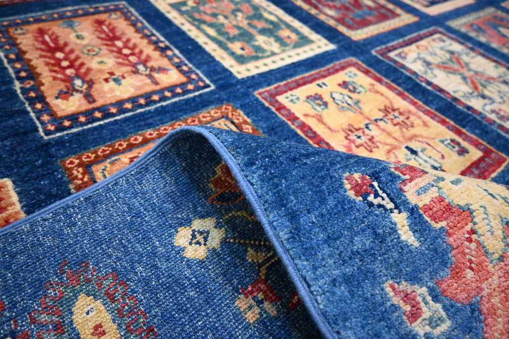 Stunning Afghan Blue 7x10 Turkish Ayena Handmade Wool Tribal Geometric Area Rug