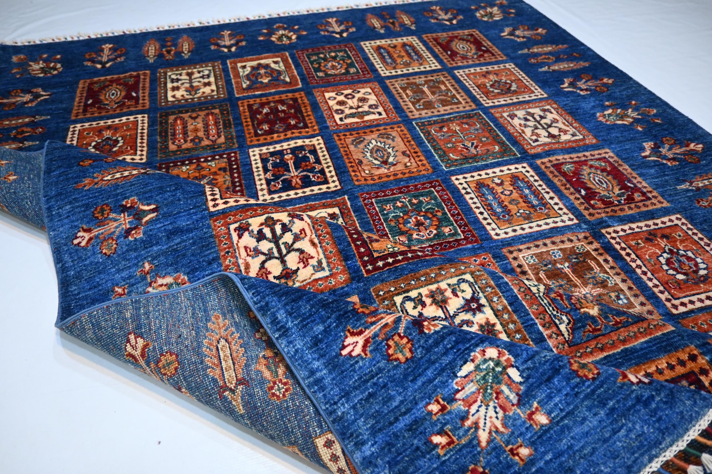 Handmade Afghan Wool Rug: 5'8"x7'8" Turkish Bijdar Tribal Geometric Area