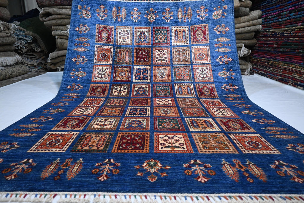Handmade Afghan Wool Rug: 5'8"x7'8" Turkish Bijdar Tribal Geometric Area