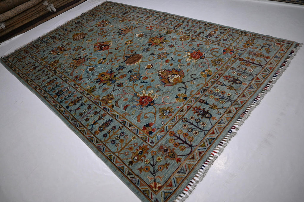 Luxurious 6x9 Gray Bijdar Afghan Handmade Wool Rug - Authentic Turkmen Tribal