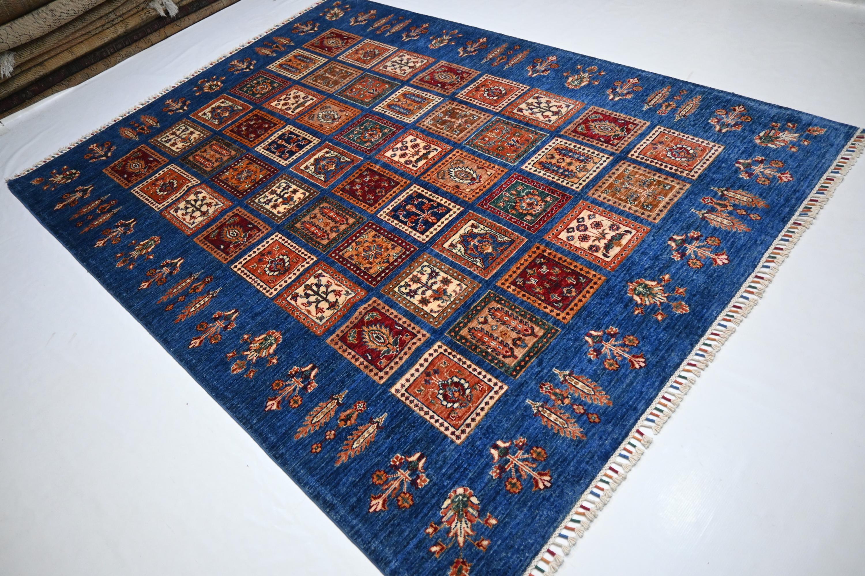 Handmade Afghan Wool Rug: 5'8"x7'8" Turkish Bijdar Tribal Geometric Area