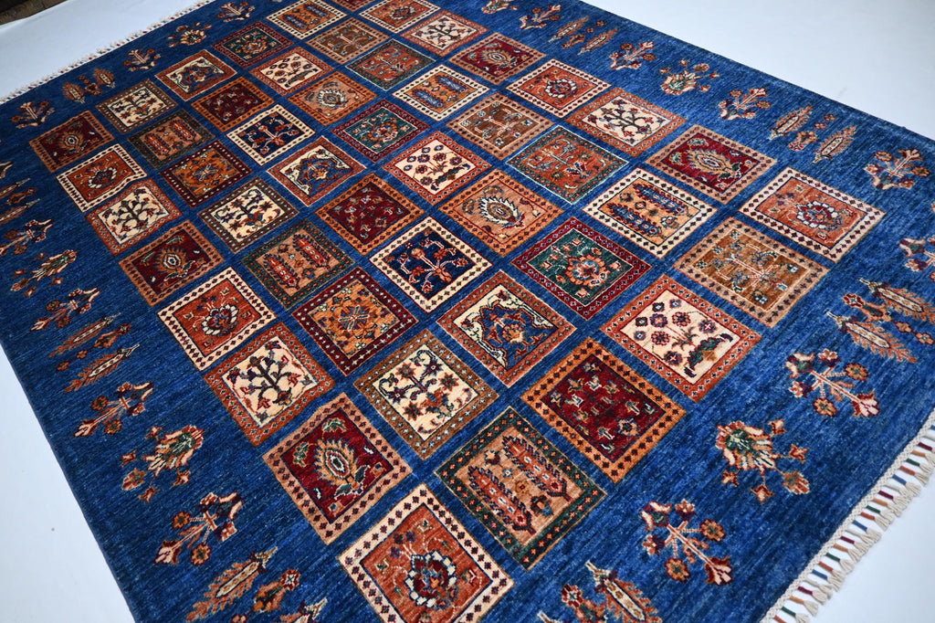 Handmade Afghan Wool Rug: 5'8"x7'8" Turkish Bijdar Tribal Geometric Area