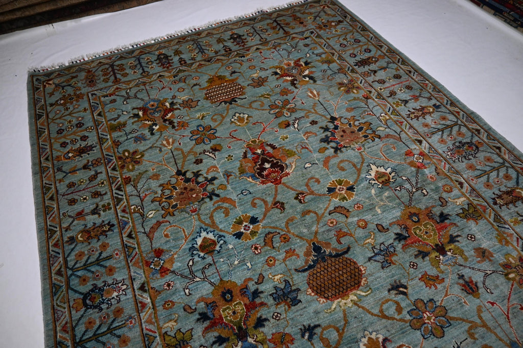 Luxurious 6x9 Gray Bijdar Afghan Handmade Wool Rug - Authentic Turkmen Tribal