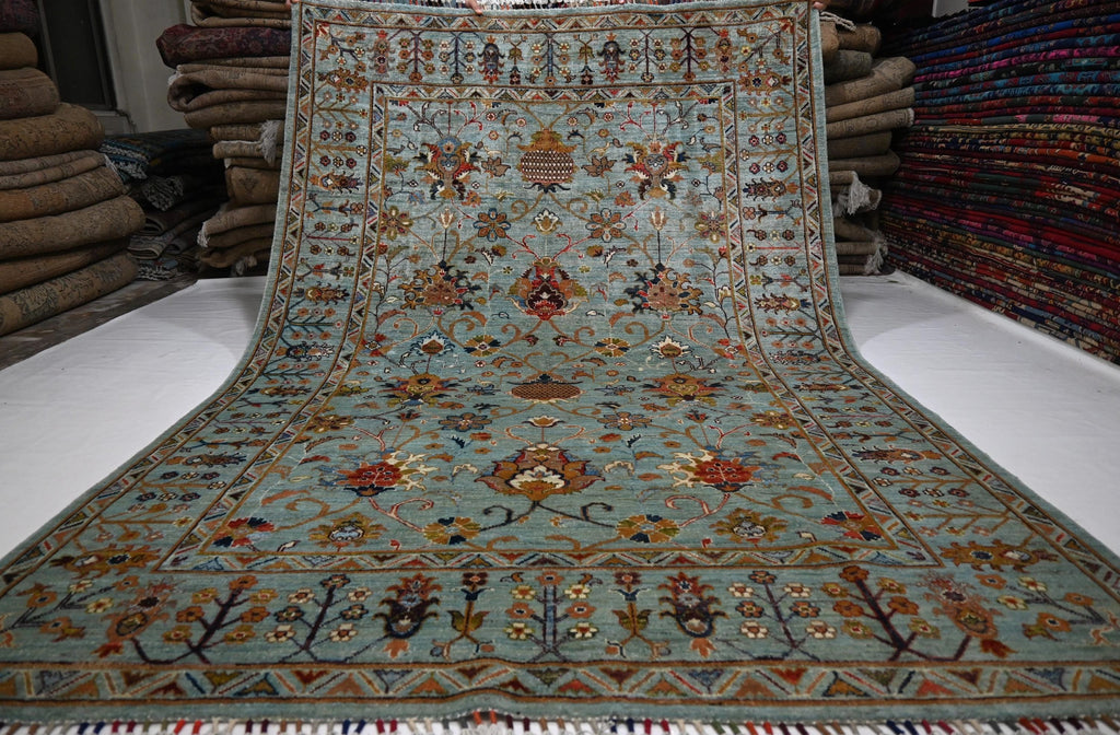 Luxurious 6x9 Gray Bijdar Afghan Handmade Wool Rug - Authentic Turkmen Tribal