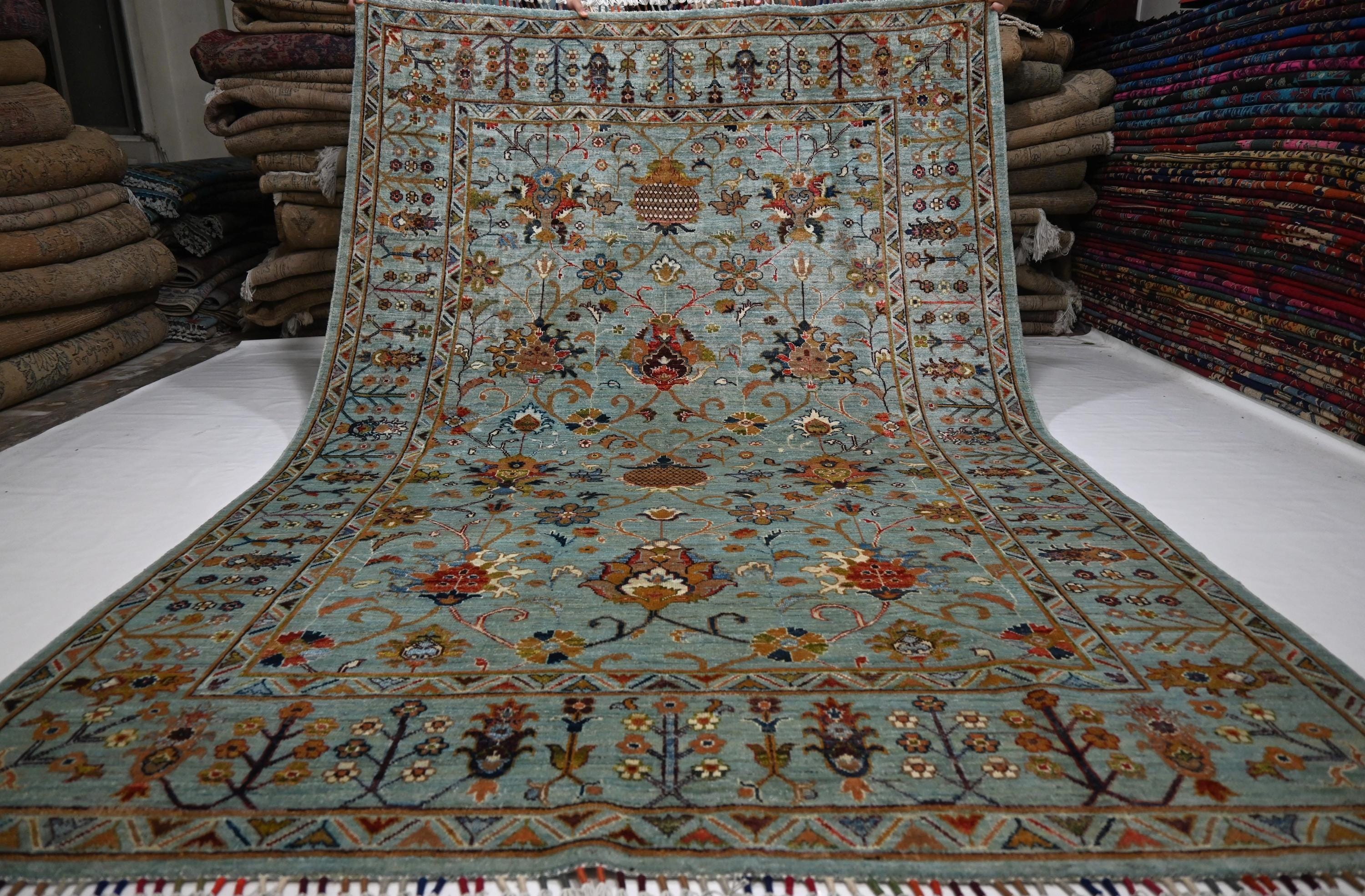 Luxurious 6x9 Gray Bijdar Afghan Handmade Wool Rug - Authentic Turkmen Tribal