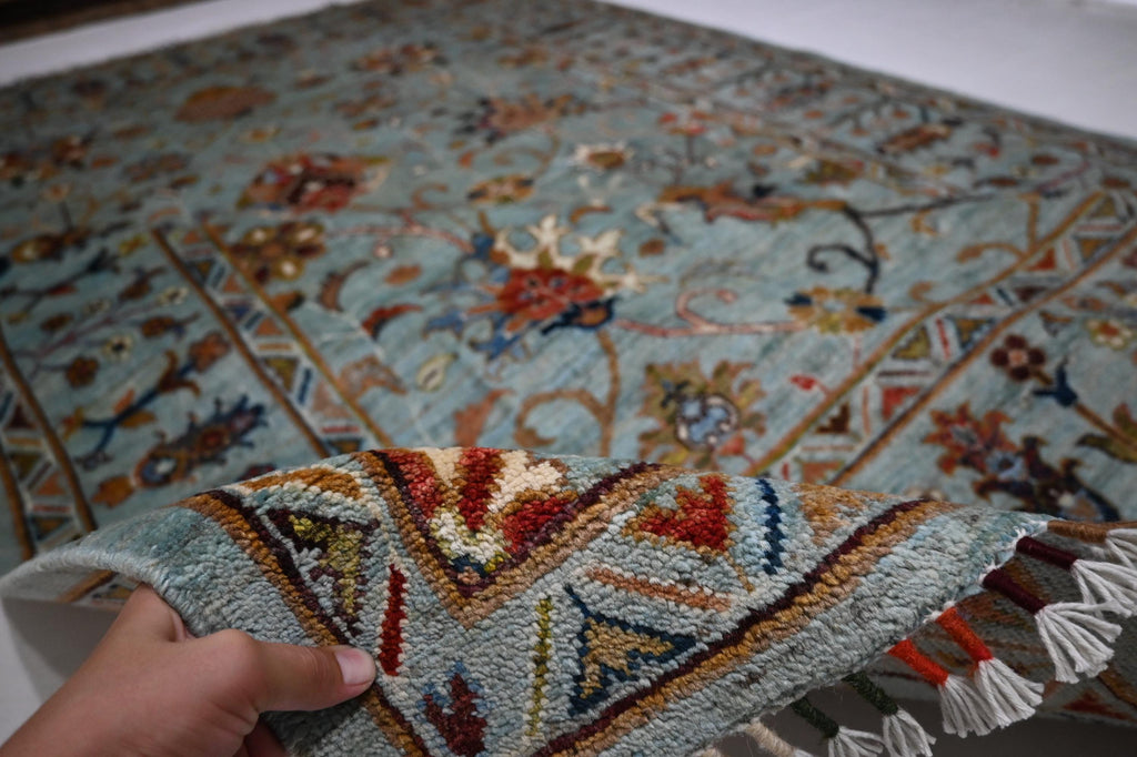 Luxurious 6x9 Gray Bijdar Afghan Handmade Wool Rug - Authentic Turkmen Tribal