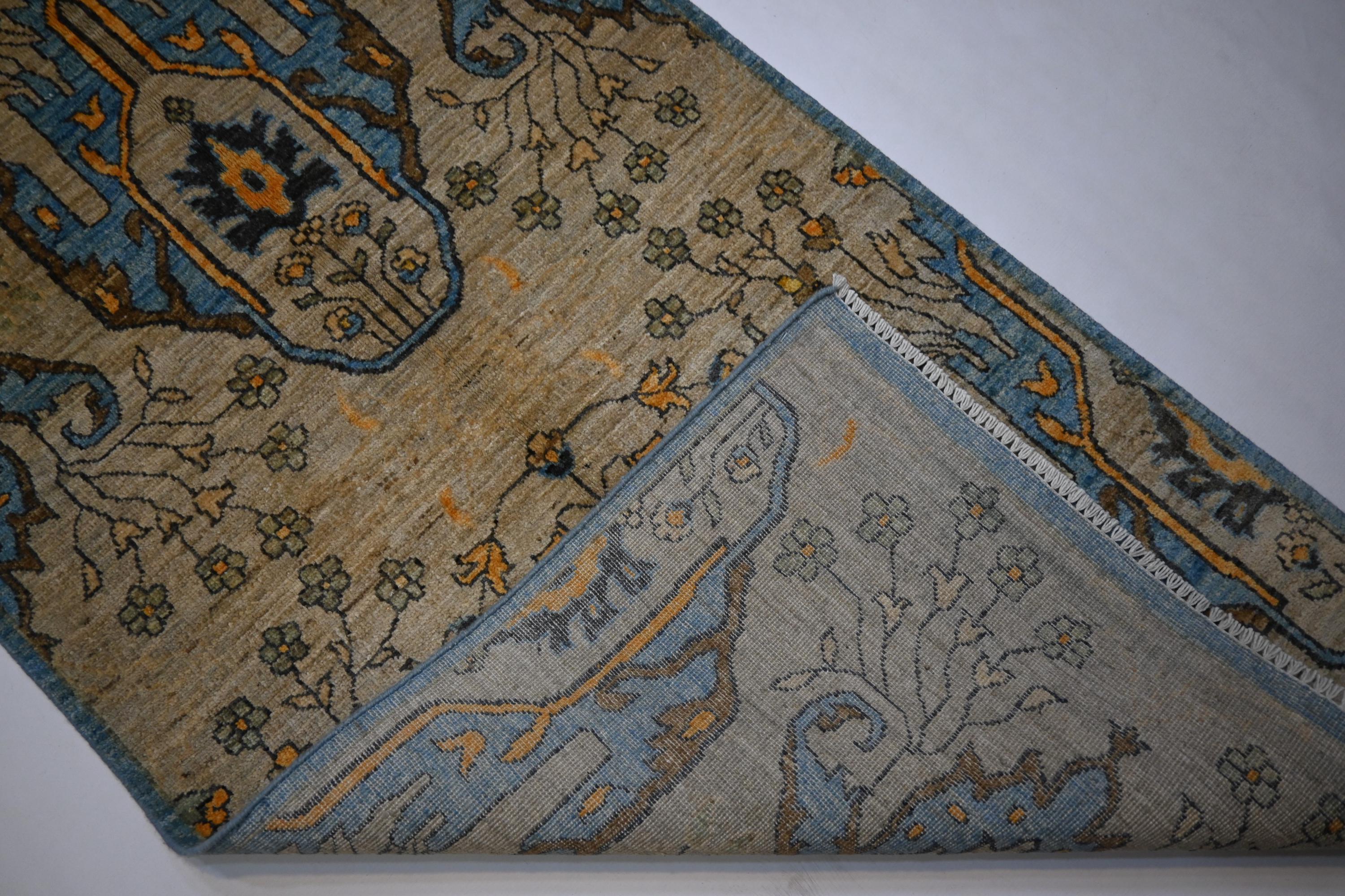 Exquisite Natural Bijdar Hand-Knotted Wool Runner Rug, 3x12 Feet, Organic Dyes