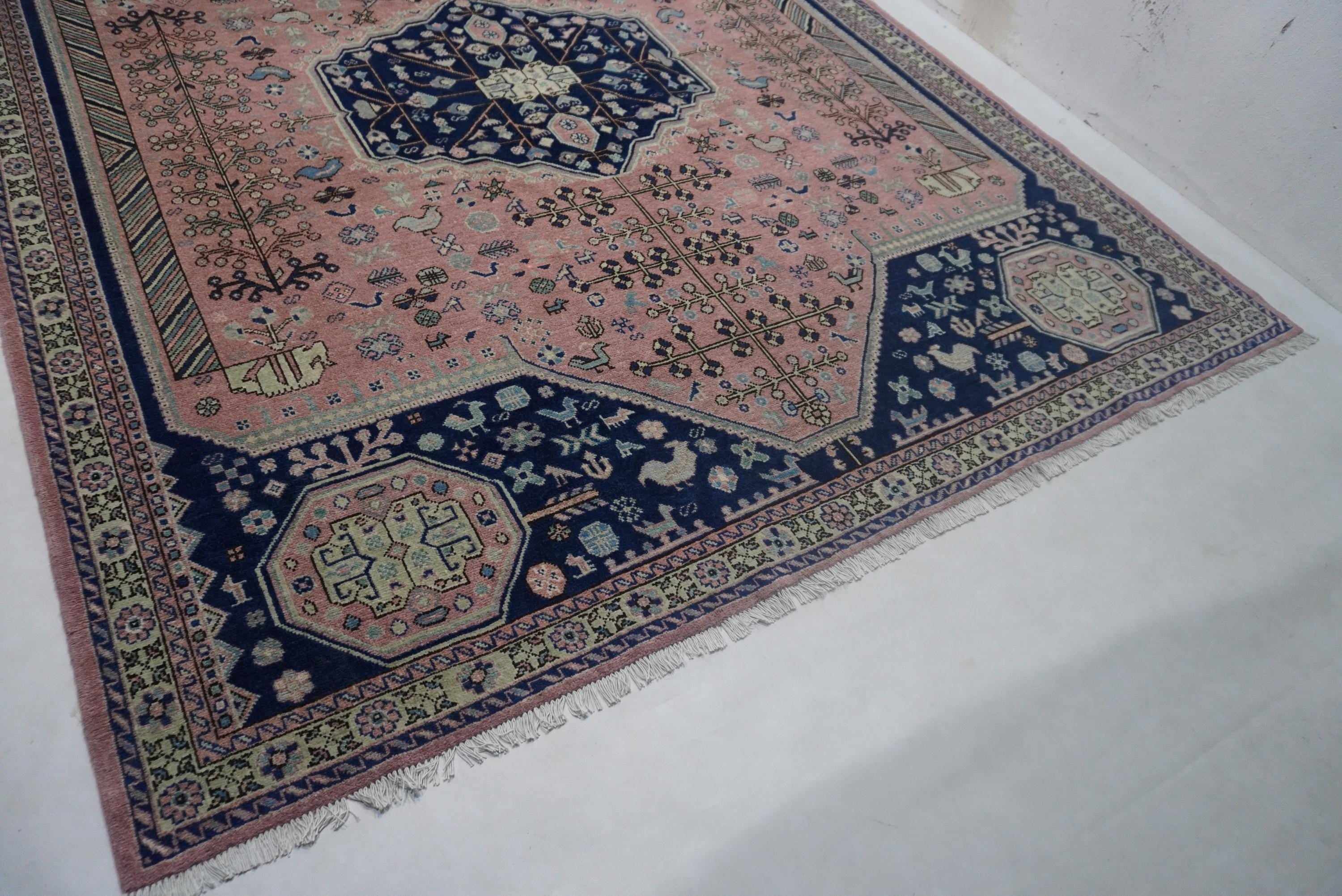 Cozy Terracotta Caucasian Wool Rug - 8x10 Afghan Turkmen Geometric Design