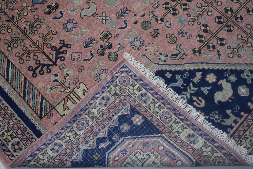 Cozy Terracotta Caucasian Wool Rug - 8x10 Afghan Turkmen Geometric Design