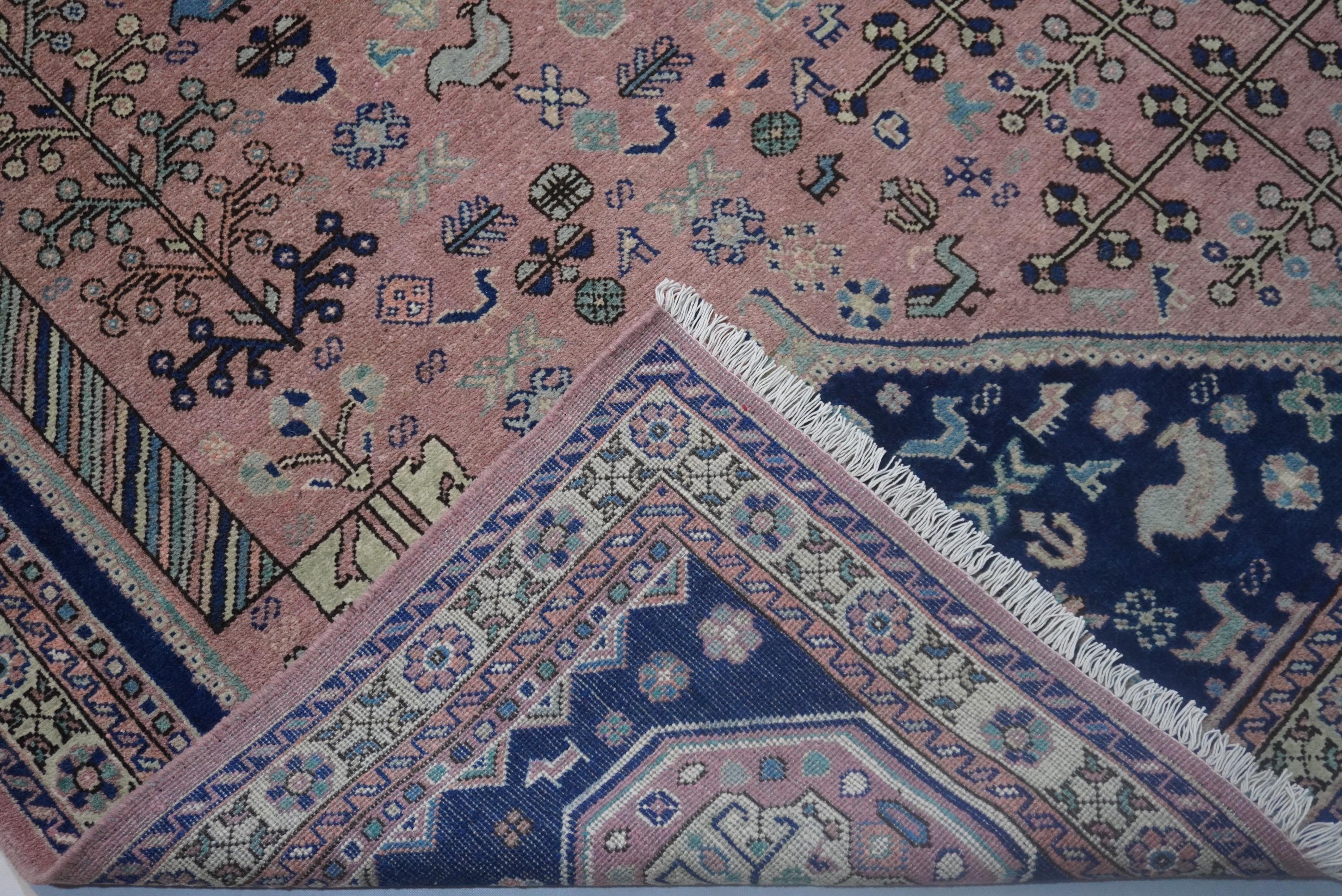 Cozy Terracotta Caucasian Wool Rug - 8x10 Afghan Turkmen Geometric Design