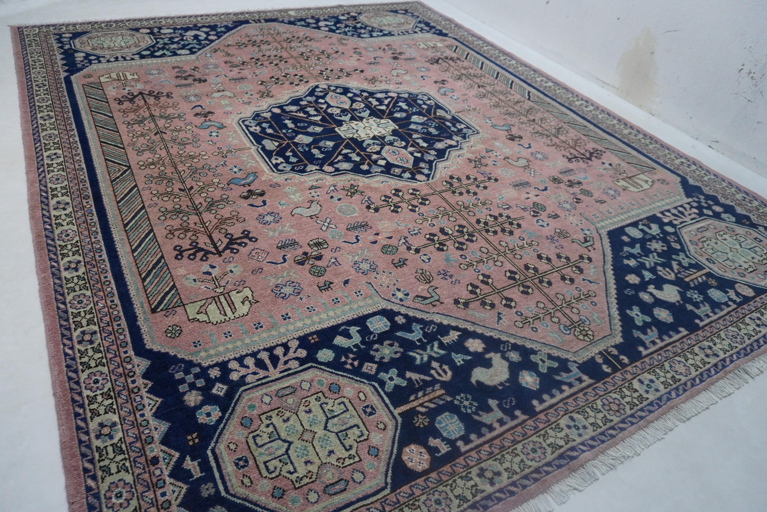 Cozy Terracotta Caucasian Wool Rug - 8x10 Afghan Turkmen Geometric Design