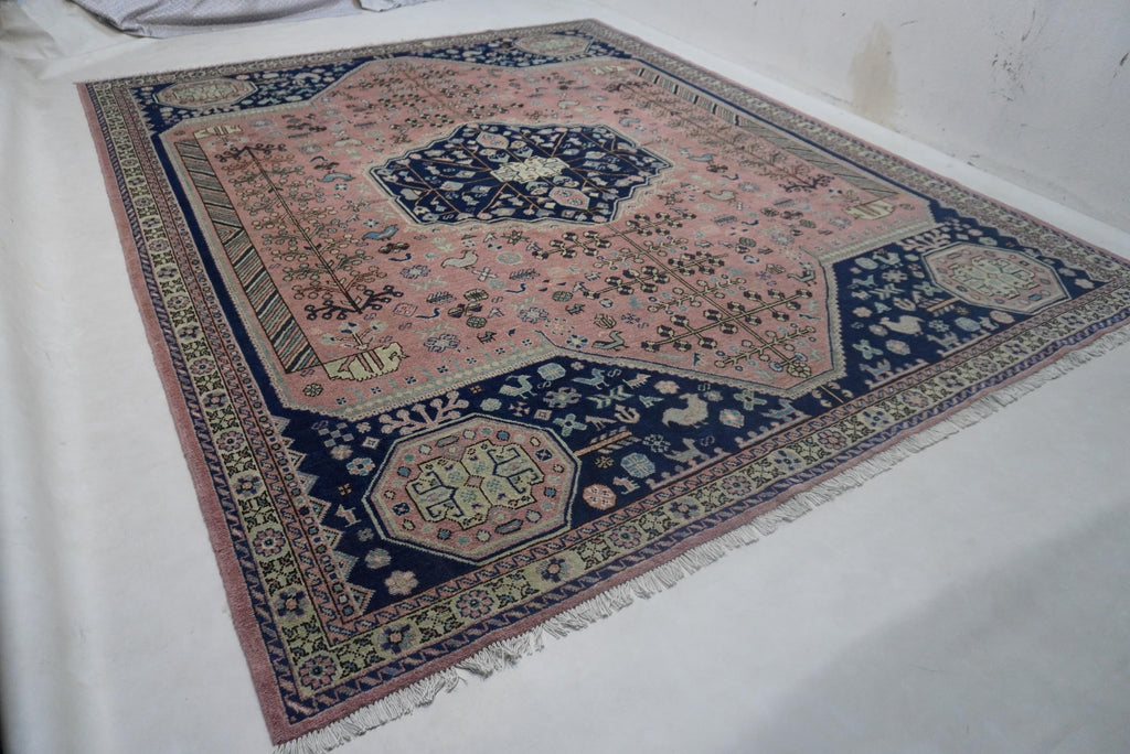 Cozy Terracotta Caucasian Wool Rug - 8x10 Afghan Turkmen Geometric Design
