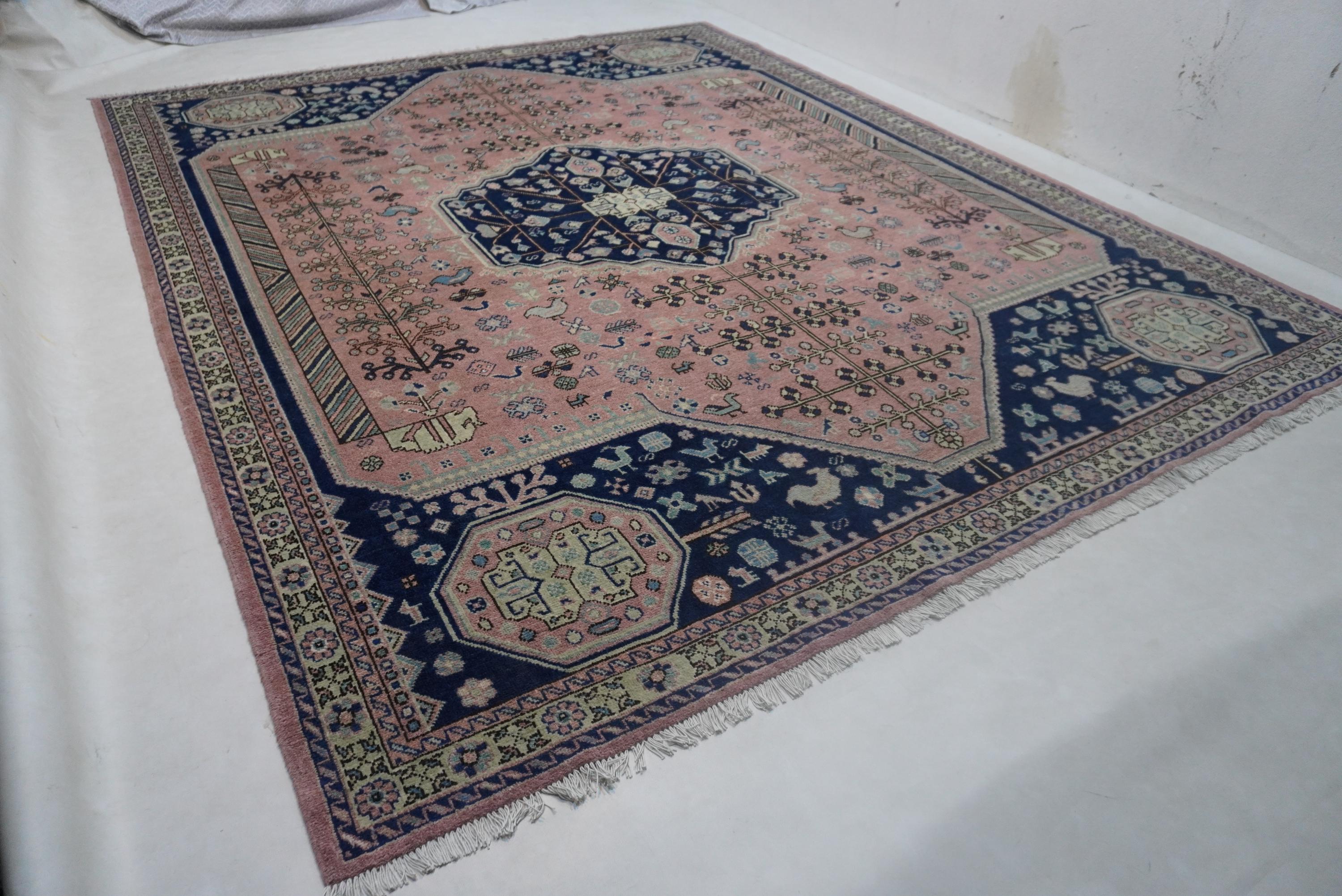 Cozy Terracotta Caucasian Wool Rug - 8x10 Afghan Turkmen Geometric Design
